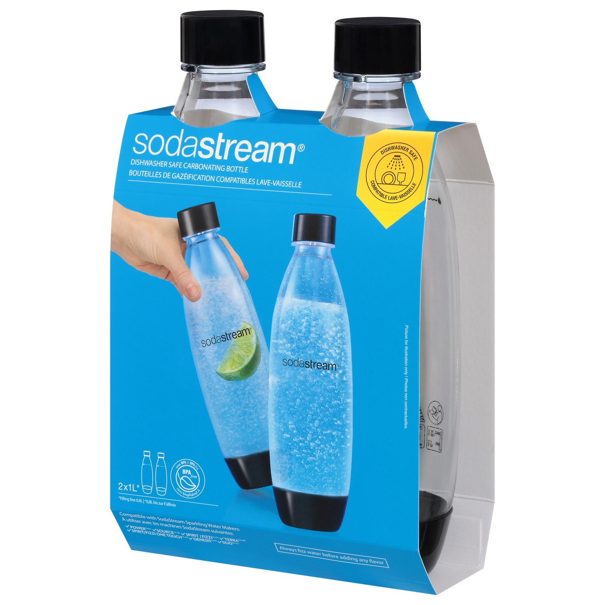 slide 2 of 11, SodaStream 1 Liter Dishwasher Safe Carbonating Bottle 2 ea, 2 ct