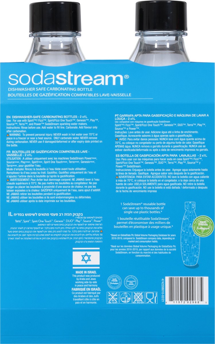 slide 3 of 11, SodaStream 1 Liter Dishwasher Safe Carbonating Bottle 2 ea, 2 ct