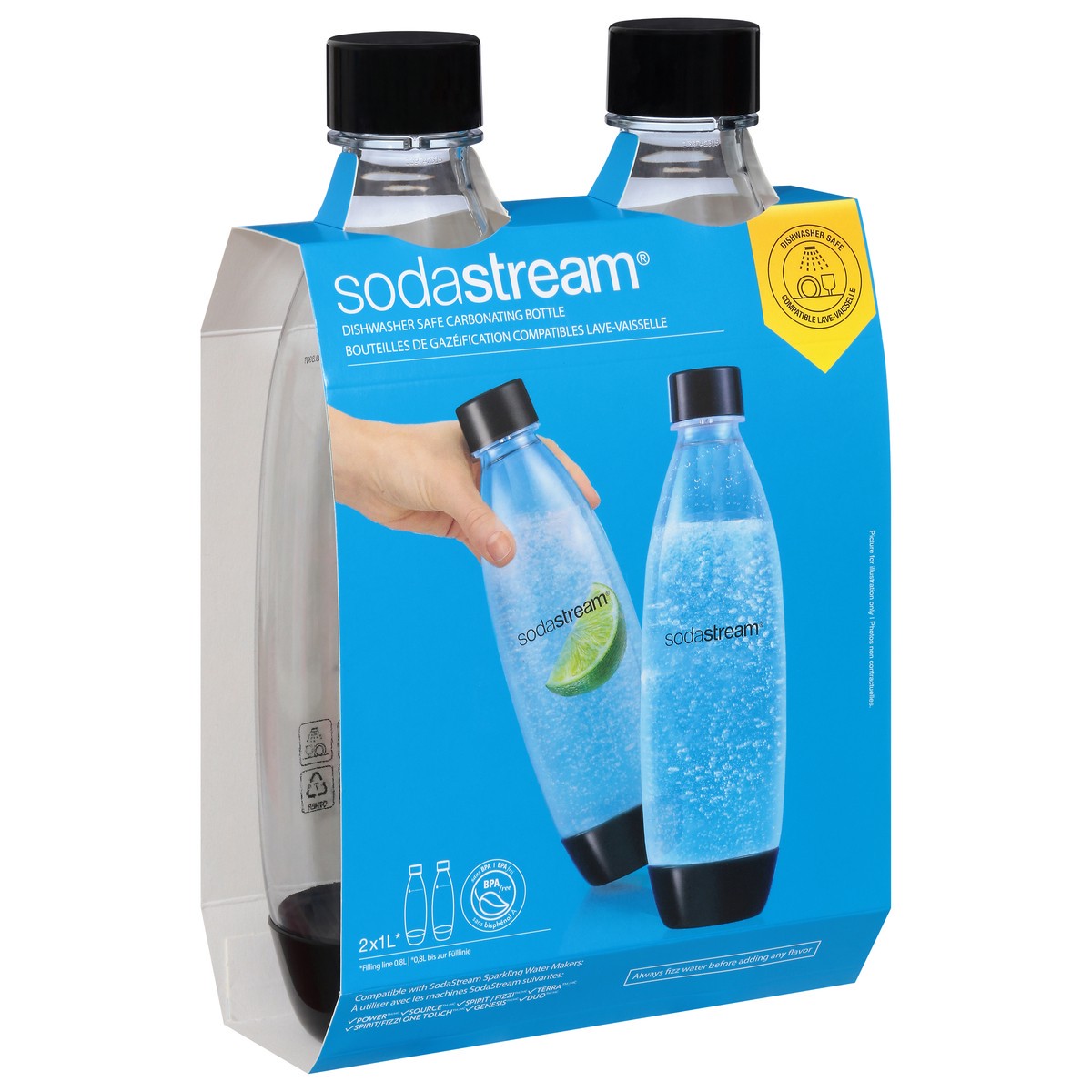 slide 7 of 11, SodaStream 1 Liter Dishwasher Safe Carbonating Bottle 2 ea, 2 ct