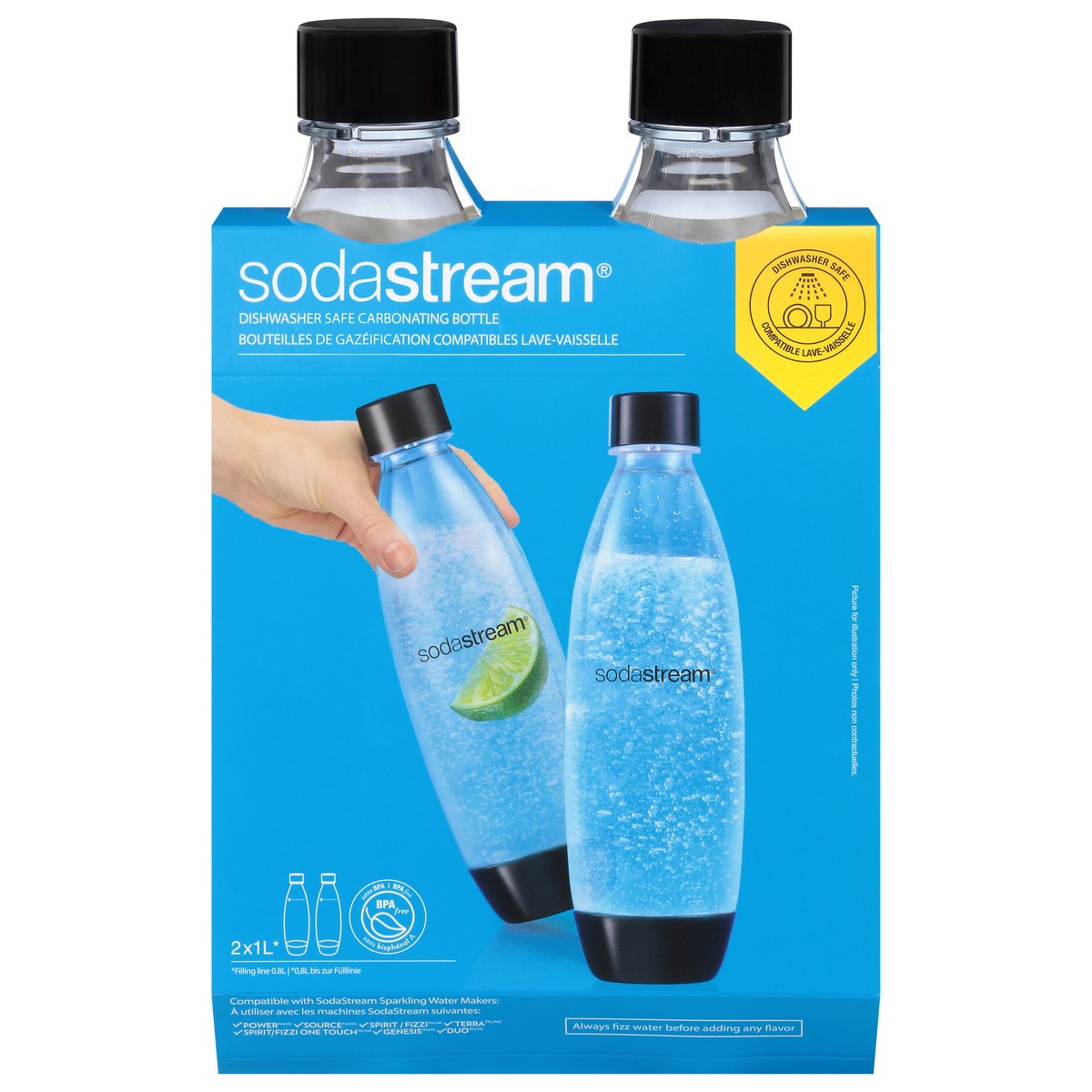 slide 1 of 11, SodaStream 1 Liter Dishwasher Safe Carbonating Bottle 2 ea, 2 ct