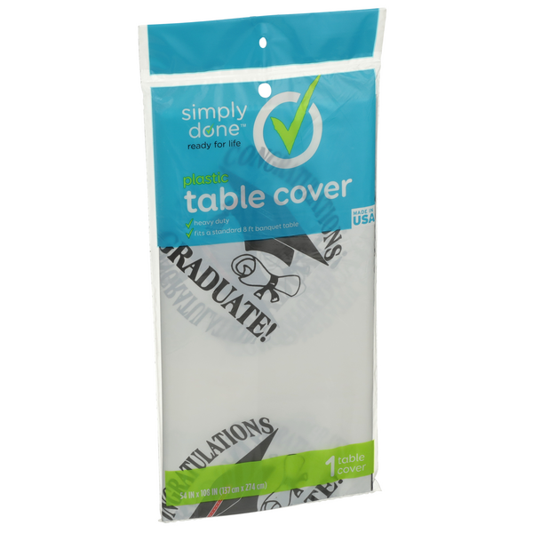 slide 1 of 1, Simply Done Plastic Table Cover, Graduation, 1 ct