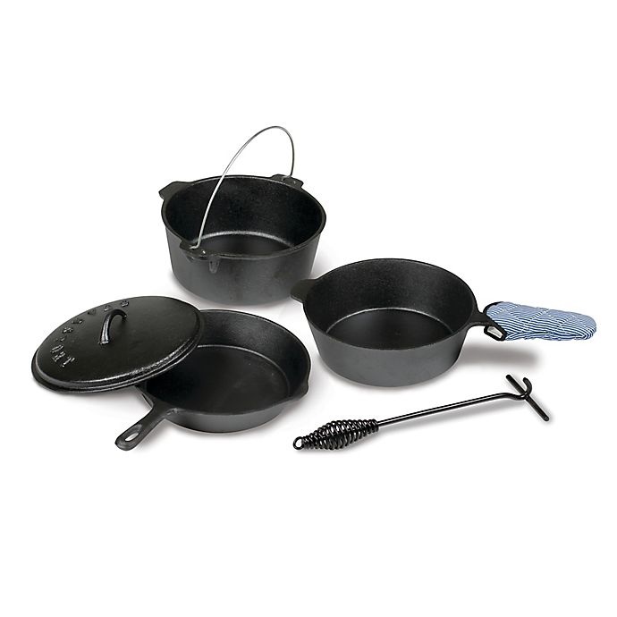 slide 1 of 9, Stansport Cast Iron Outdoor Cookware Set, 5 ct