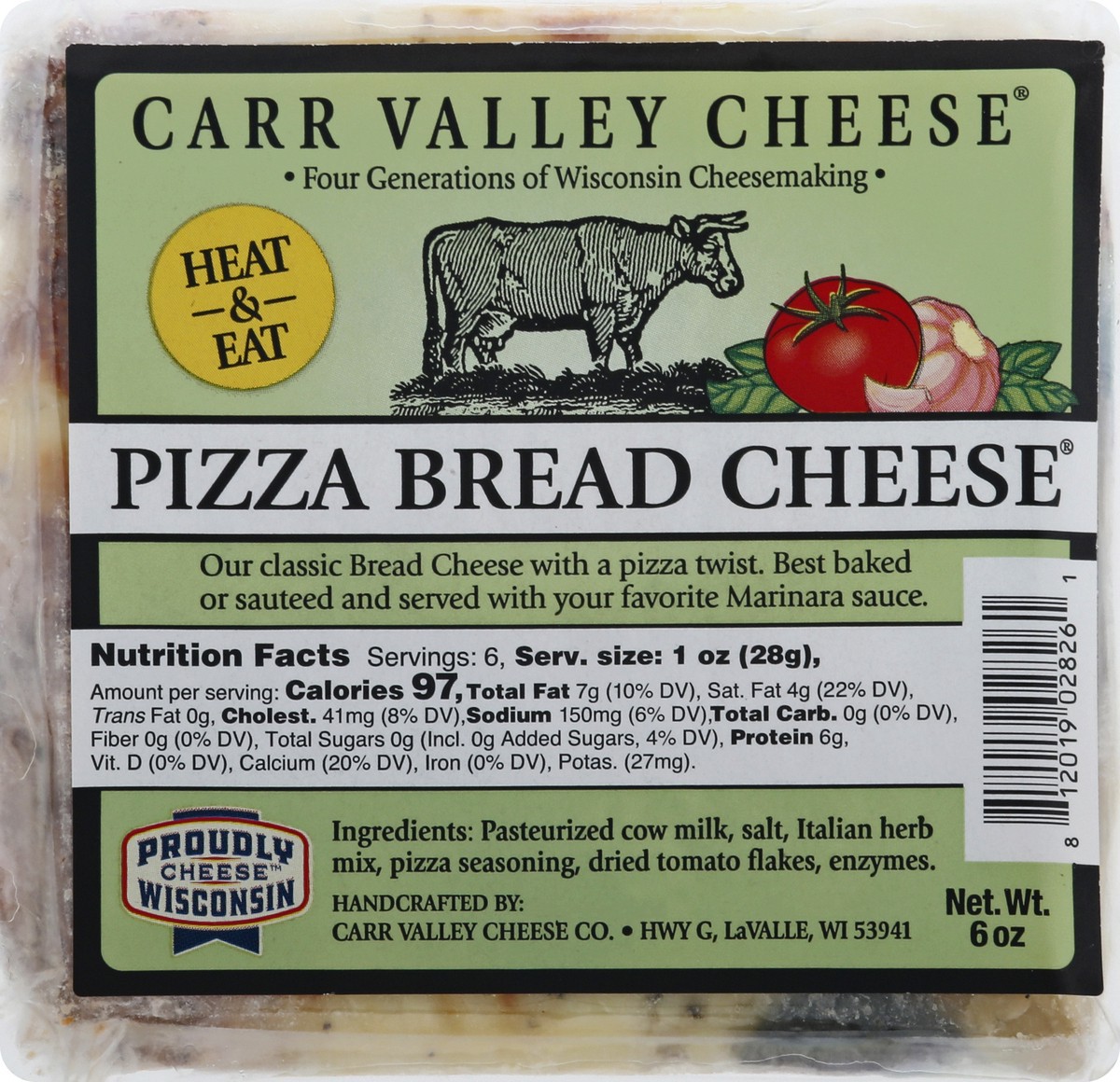 slide 1 of 1, Carr Valley Cheese® Pizza Bread Cheese®, 6 oz