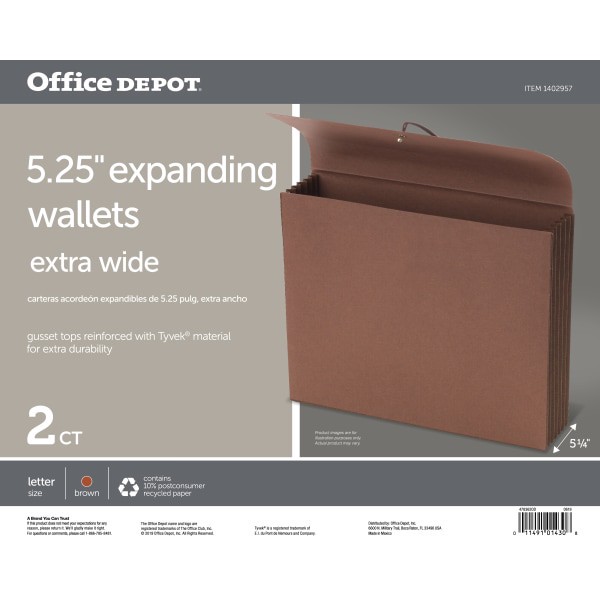 slide 3 of 3, Office Depot Brand Tyvek Extra-Wide Wallets, Letter Size, 2 ct