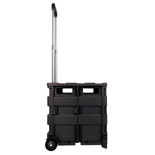 slide 2 of 8, Office Depot Brand Mobile Folding Cart with Lid, Black, 16 in x 18 in x 15 in