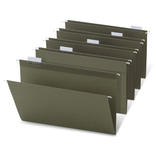 slide 3 of 4, Office Depot Brand Hanging Folders, 1/5 Cut, Legal Size, 100% Recycled, Green, Pack Of 25, 25 ct