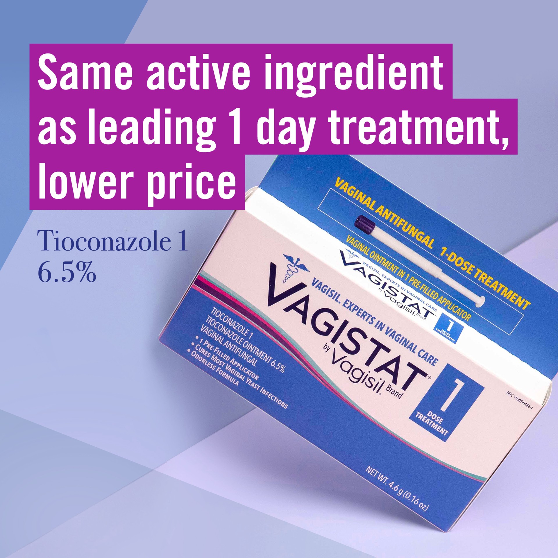 slide 4 of 5, Vagistat-1 Single Dose Treatment for Yeast Infections, 4.6 gram
