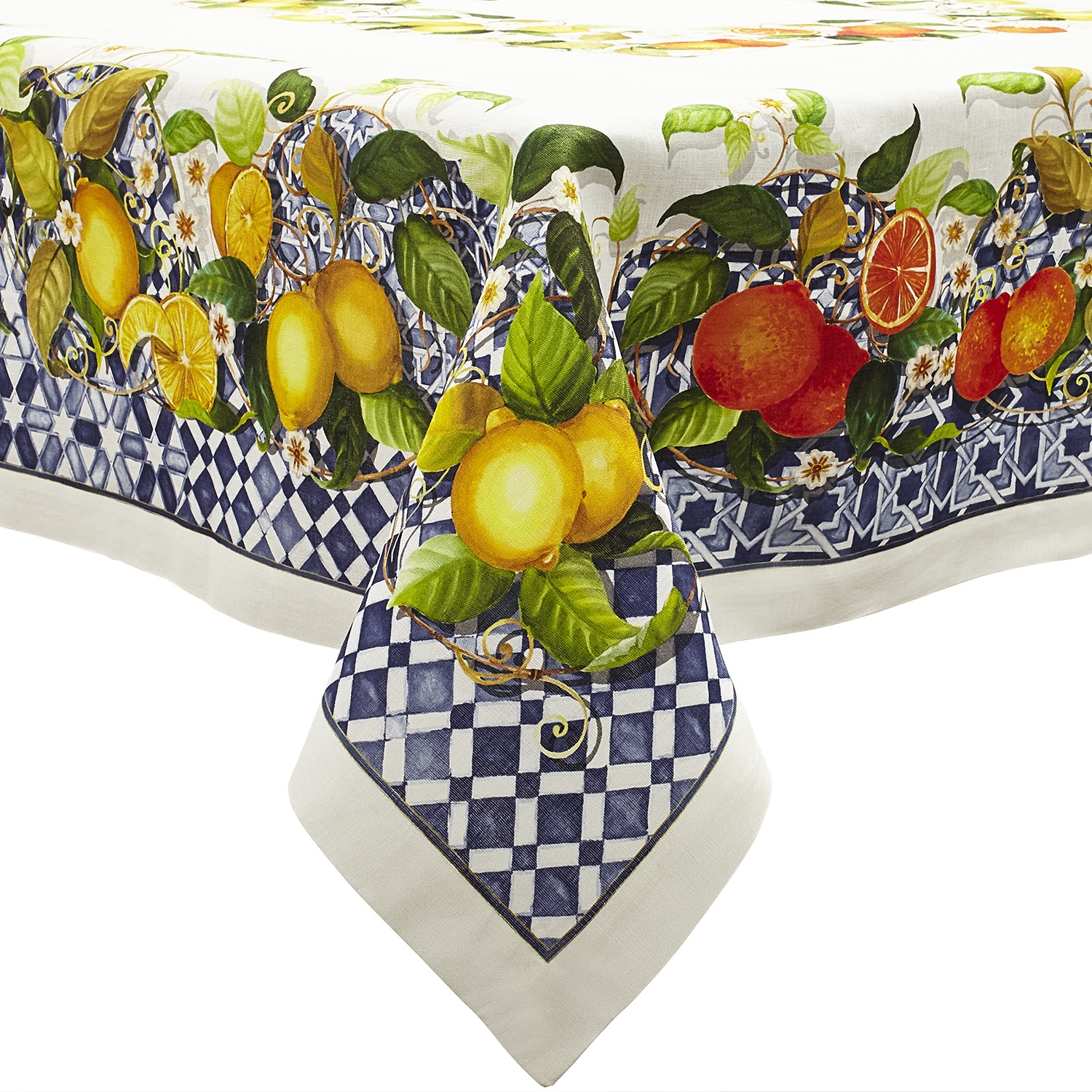 slide 1 of 1, Sur La Table Castello Citrus Tablecloth, 67 in x 67 in