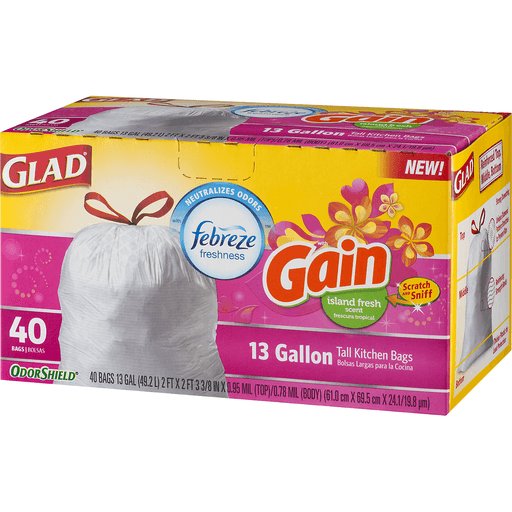 Glad Febreze 13 Gal. Fresh Scent Tall Kitchen White Trash Bag (40