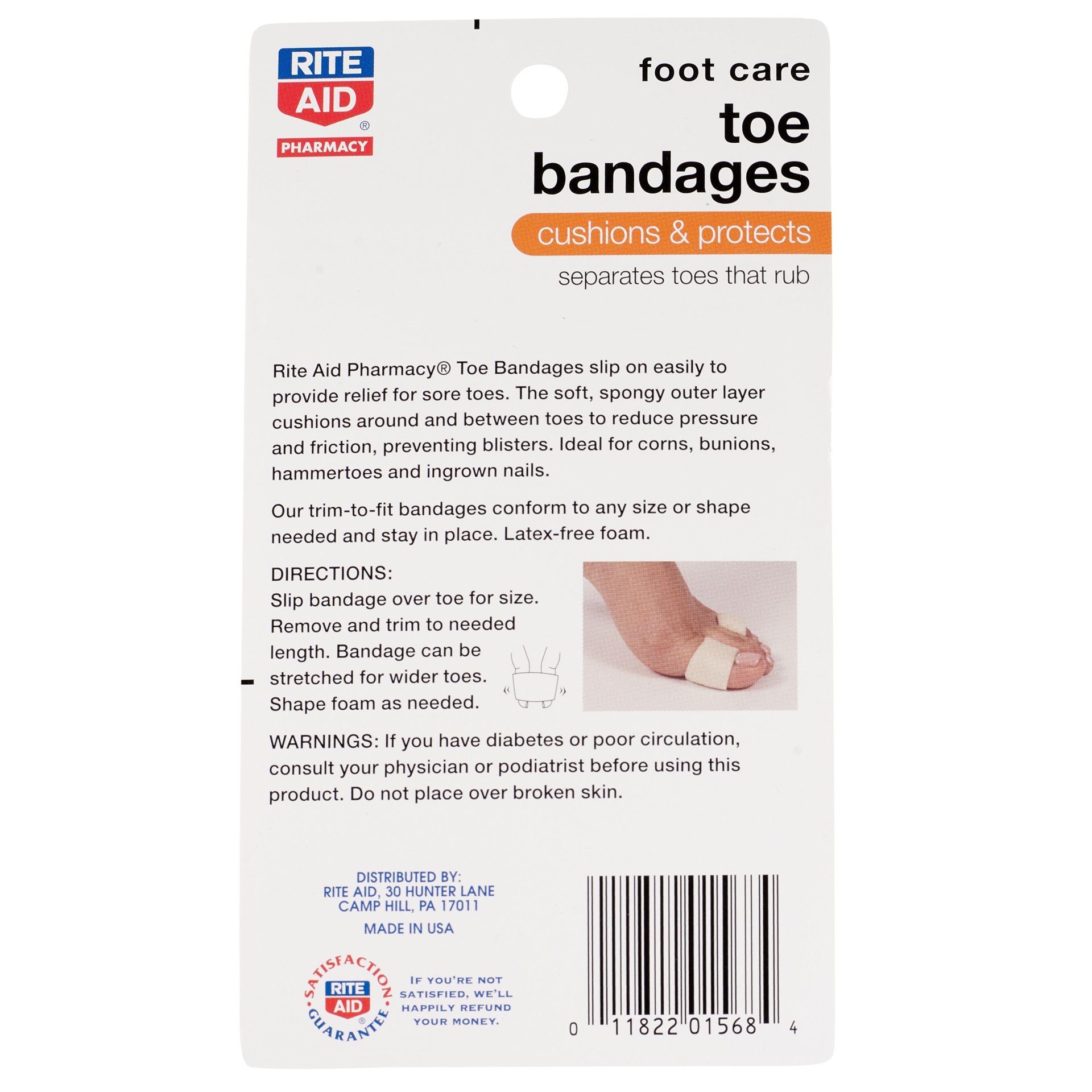 slide 2 of 2, Rite Aid Foot Care, Toe Bandages, 3 ct