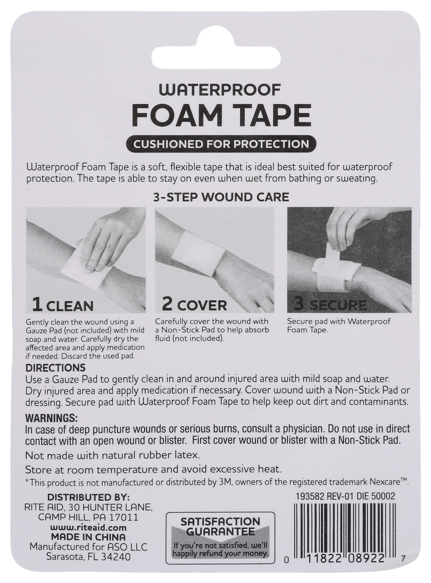 slide 2 of 2, Rite Aid Waterproof Foam Tape Roll, 1 ct