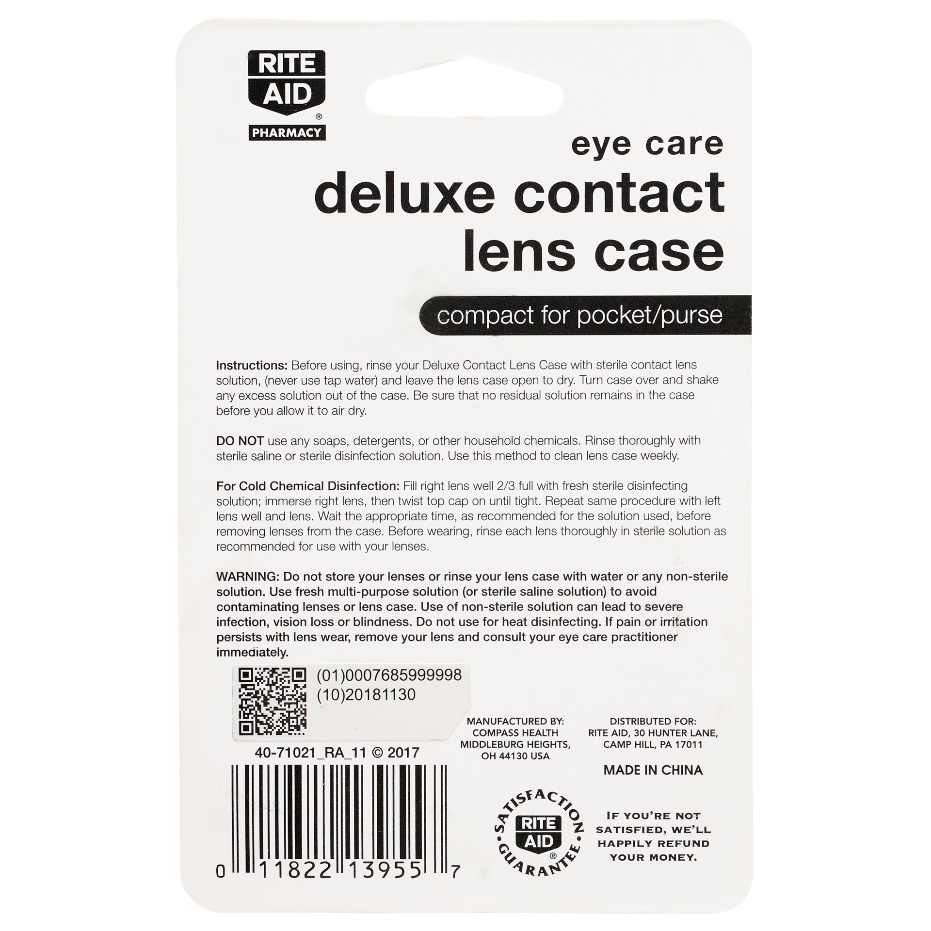 slide 2 of 2, Rite Aid Eye Care Deluxe Contact Lens Case, 1 ct