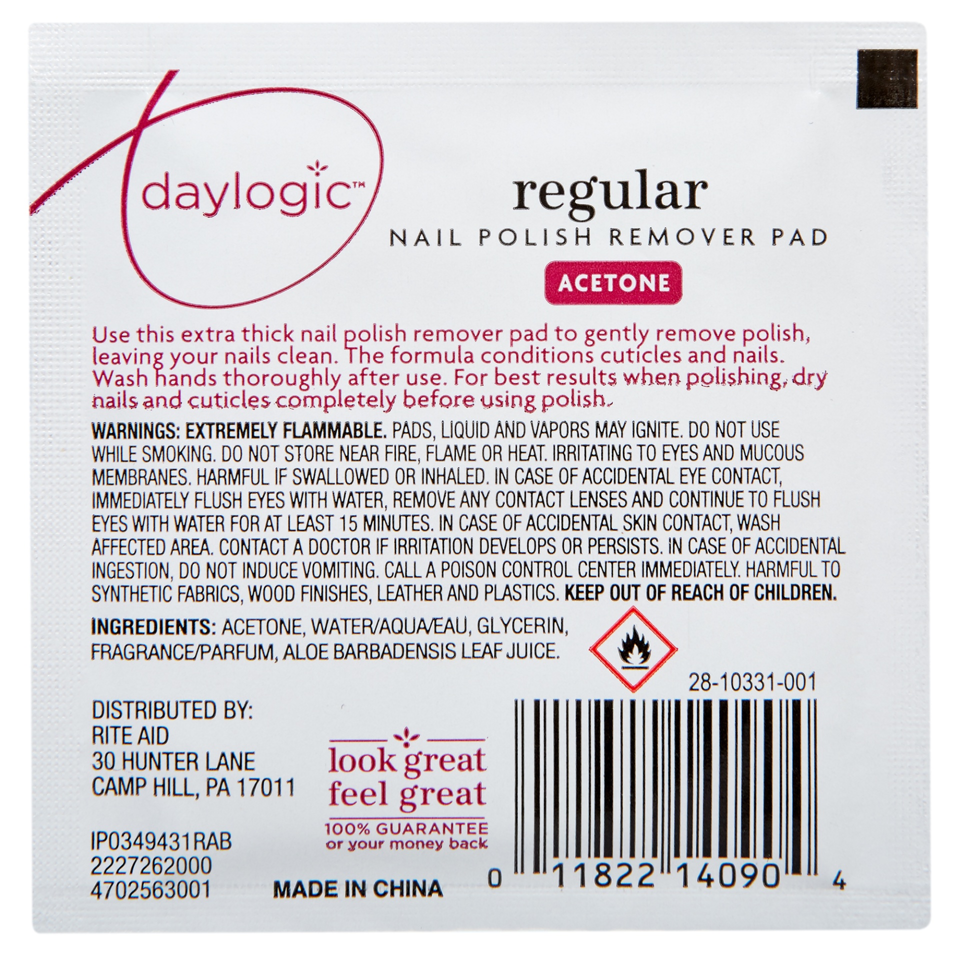 slide 2 of 2, Daylogic Acetone Nail Polish Remover Pad, 1 ct