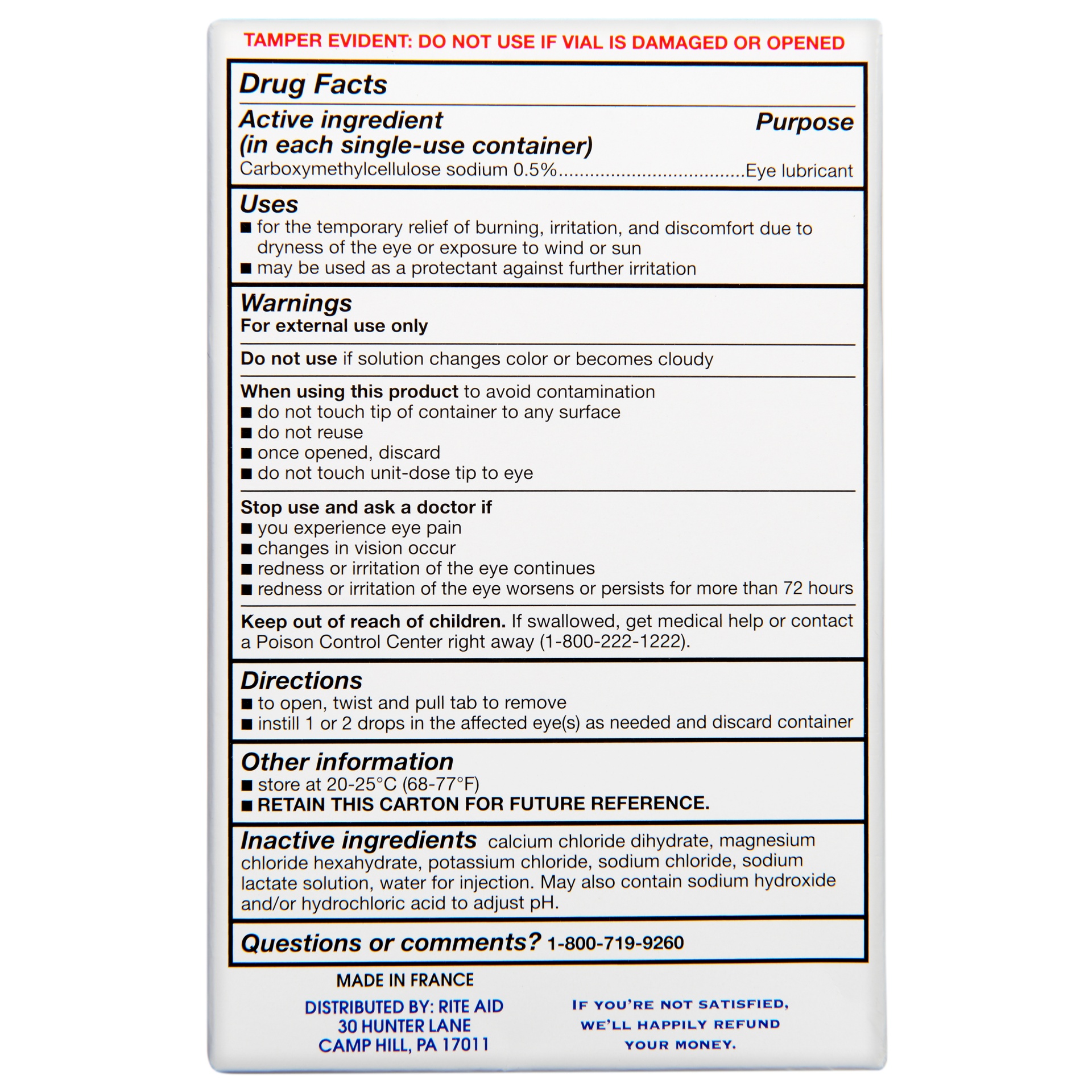 slide 2 of 5, Rite Aid Artificial Tears Lubricant Eye Drops, Single Use Vials, 30 ct