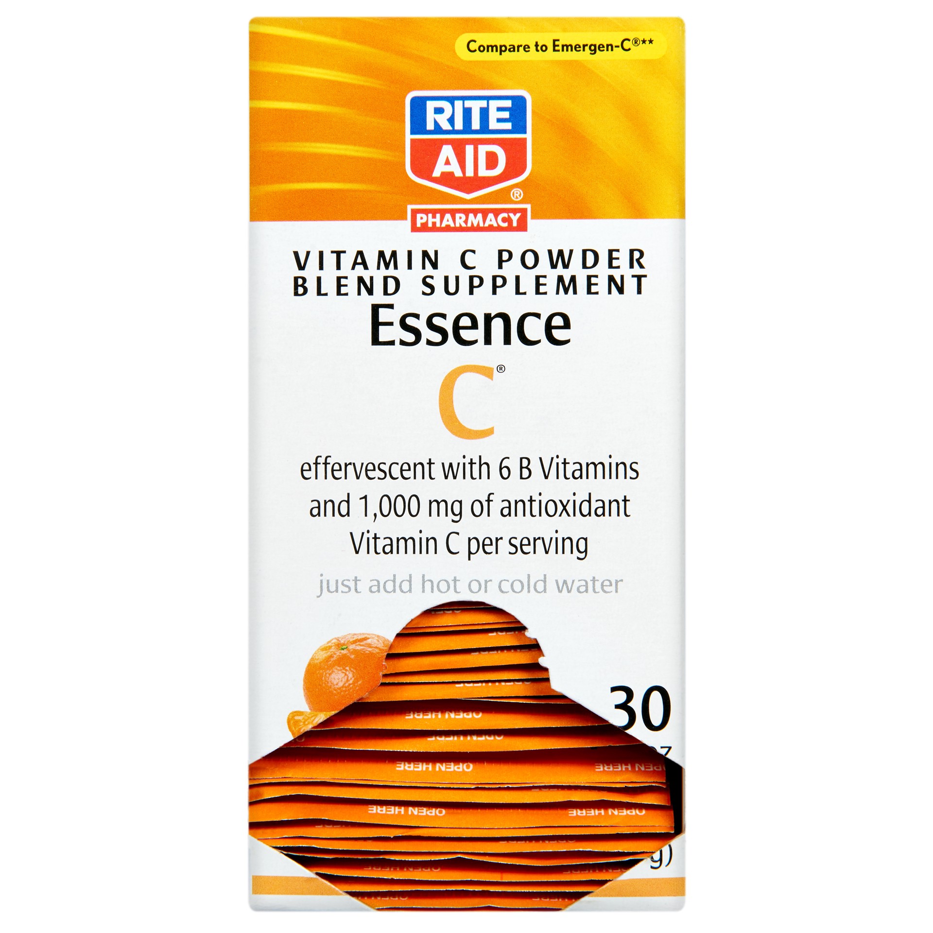 Rite Aid Essence C Effervescent Dietary Supplement Packs, Tangerine 30 ct Shipt