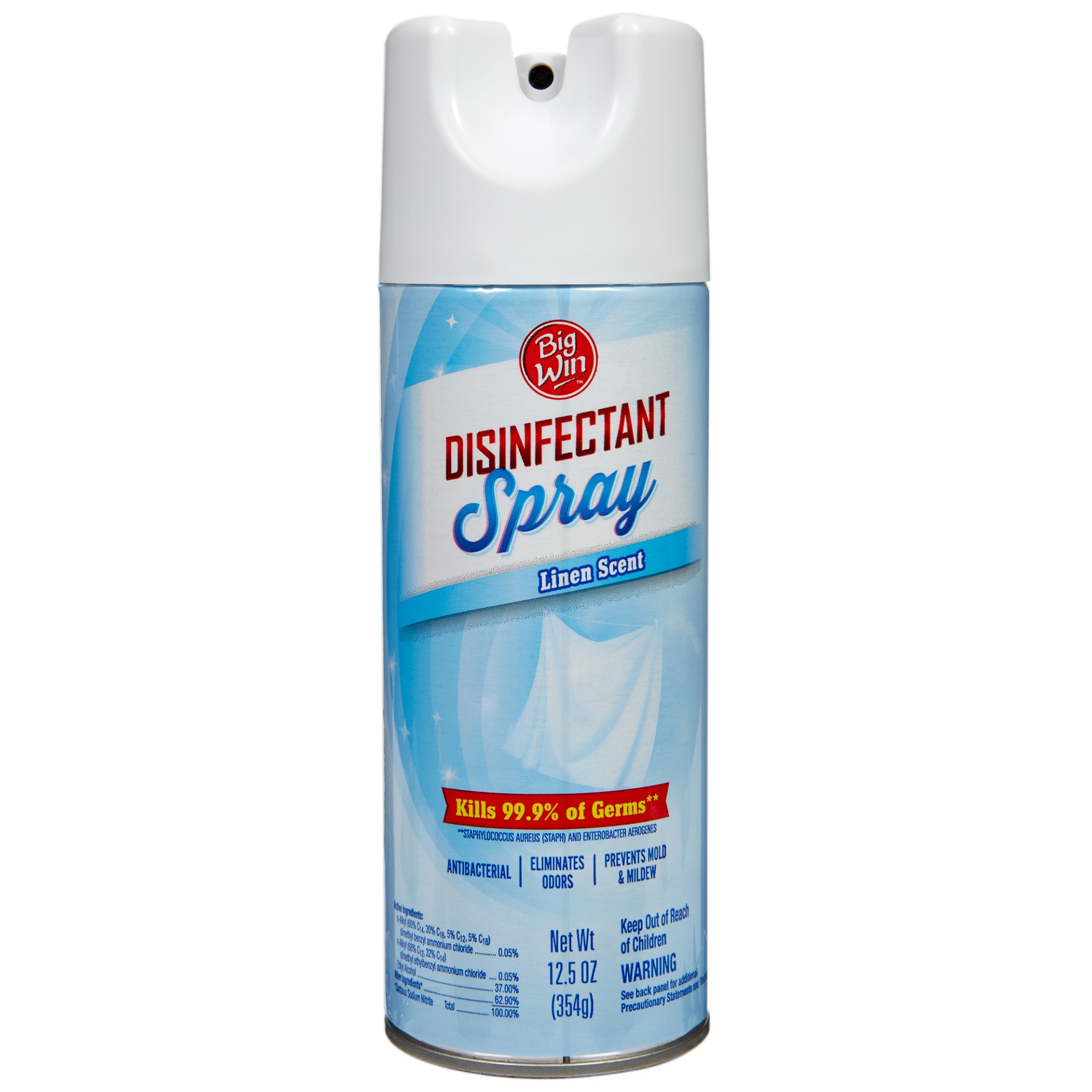 slide 1 of 1, Big Win Disinfecting Spray, Linen Scent, 12.5 oz