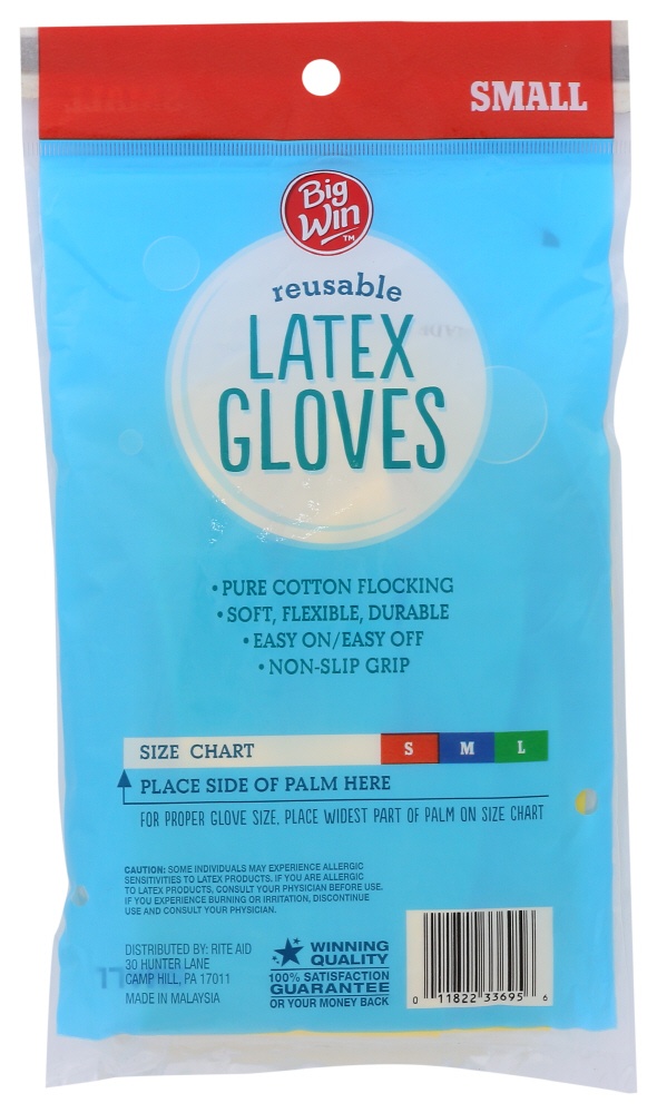 slide 2 of 2, Big Win Latex Gloves, Small 1 pair, 1 ct