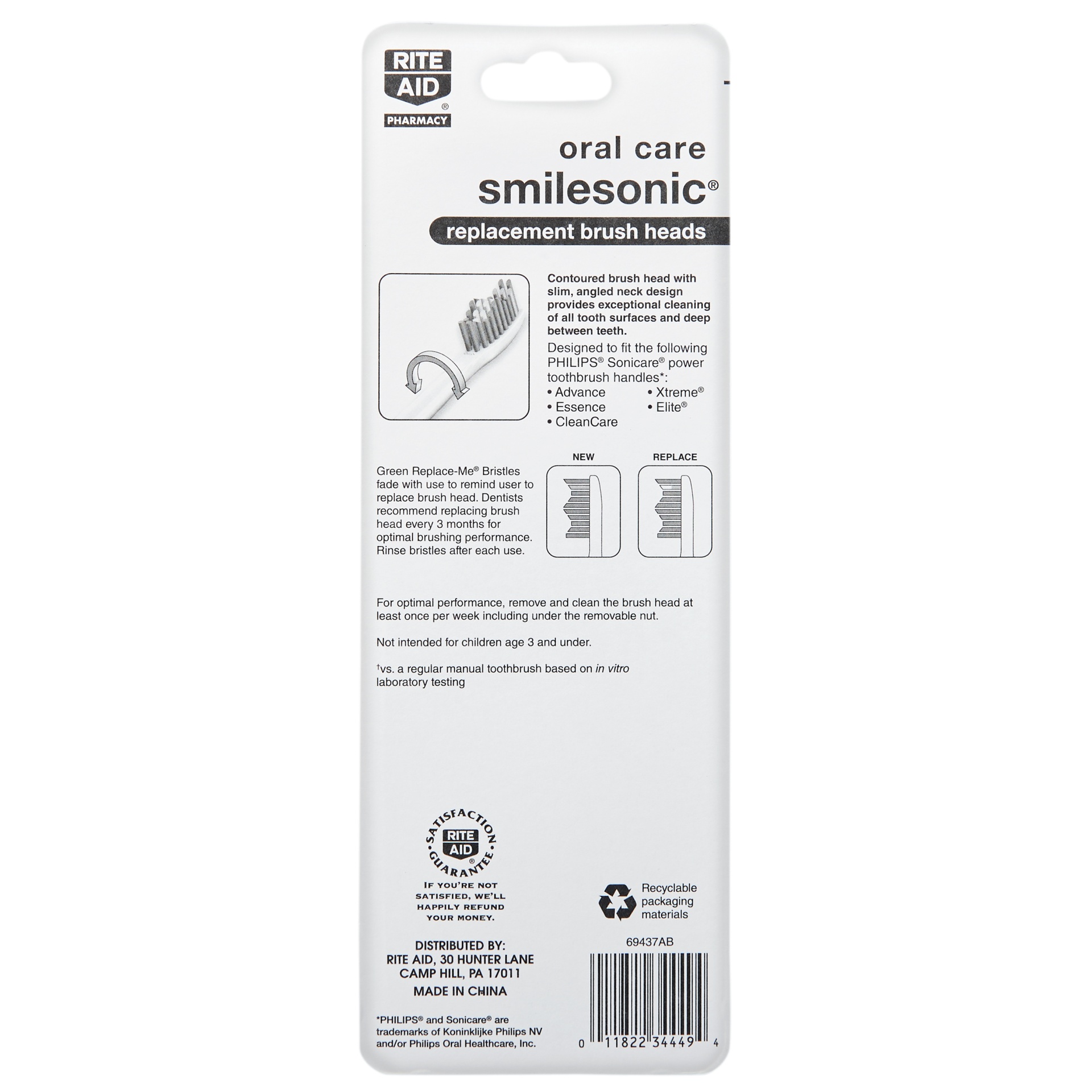 slide 2 of 2, Rite Aid Oral Care Smilesonic Replacement Brush Heads, 2 ct