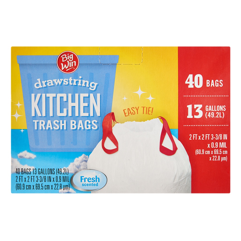 Big Win 13 Gallon Fresh Scented Drawstring Kitchen Trash Bags (26 ct)