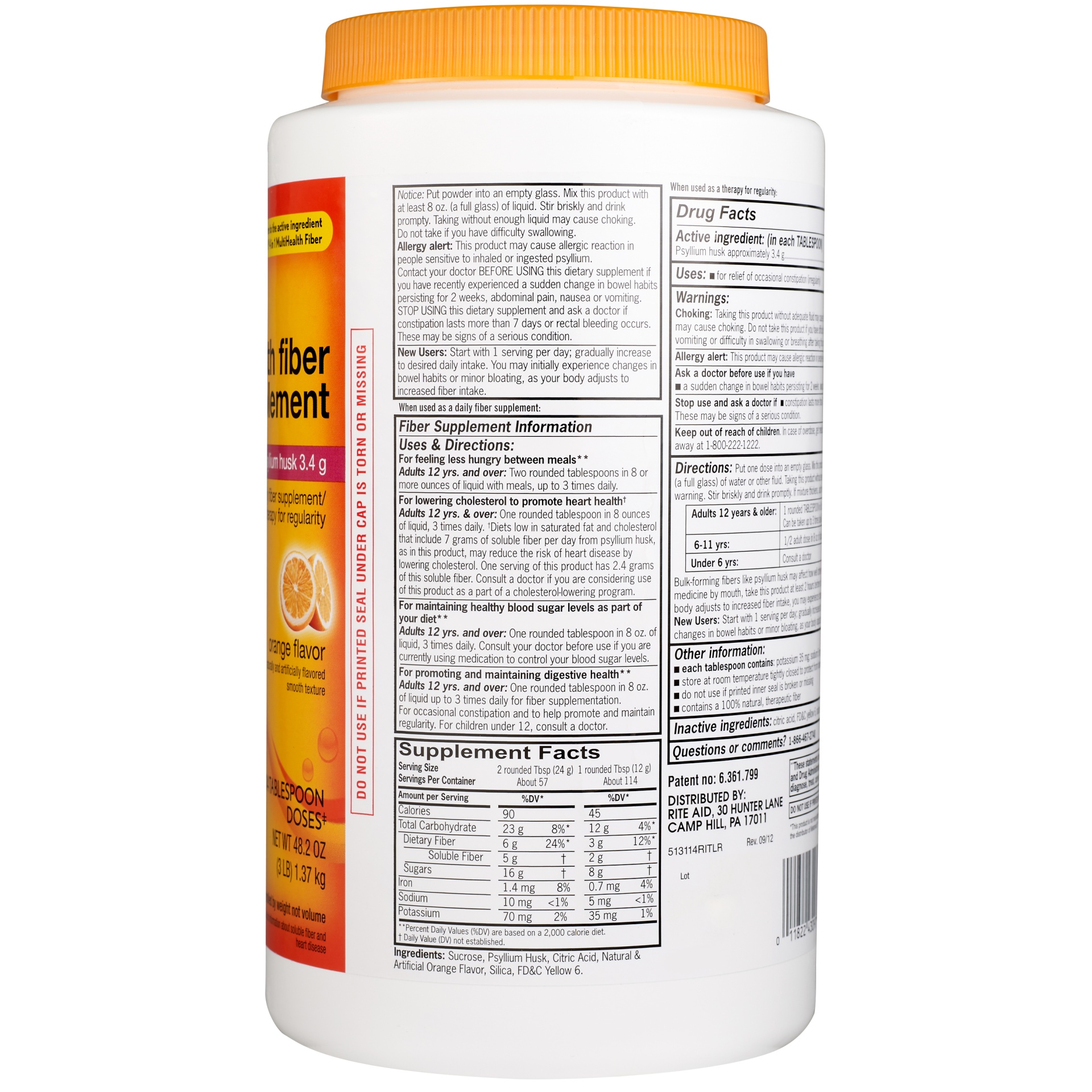 slide 3 of 3, Rite Aid Multihealth Fiber Supplement, 48.2 oz