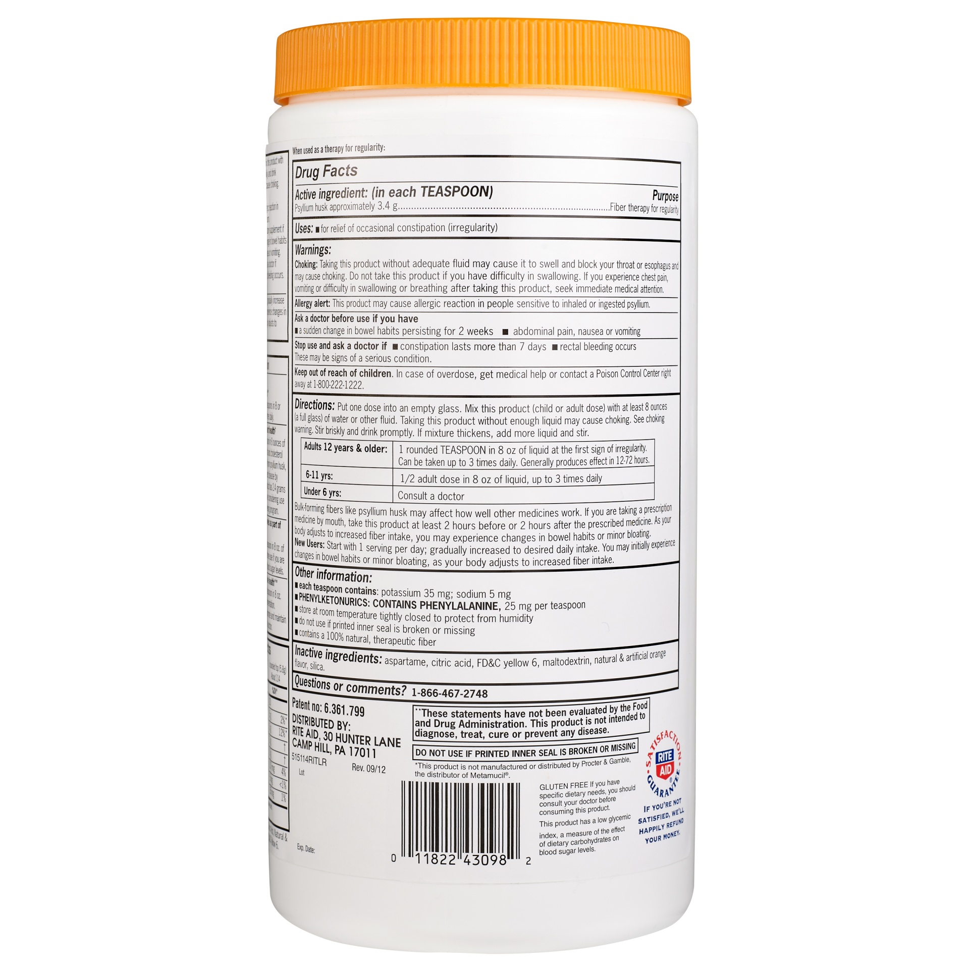 slide 3 of 3, Rite Aid Multihealth Fiber Supplement Powder, Orange, 23.3 oz