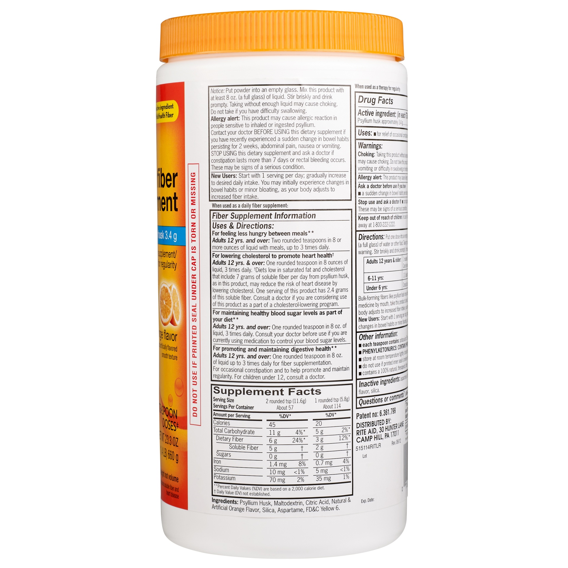 slide 2 of 3, Rite Aid Multihealth Fiber Supplement Powder, Orange, 23.3 oz