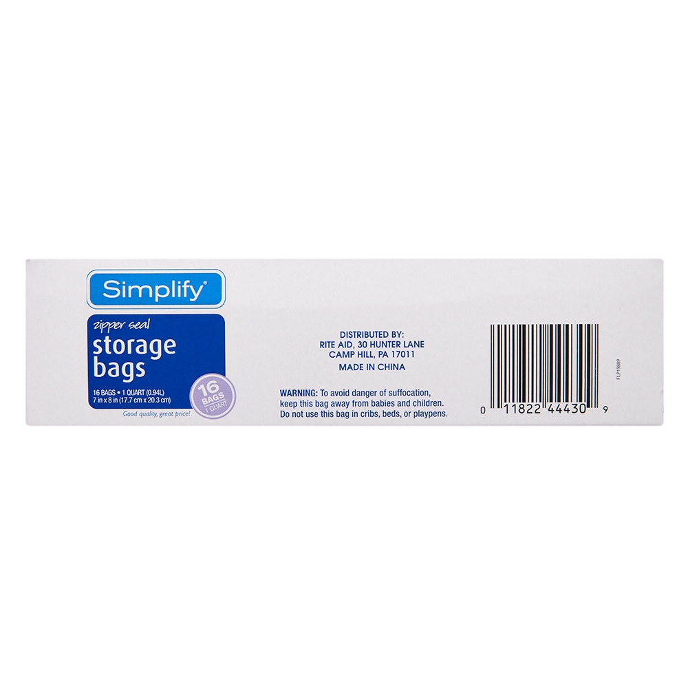 slide 2 of 2, Simplify Zipper Seal Storage Bags, 1 qt, 16 ct