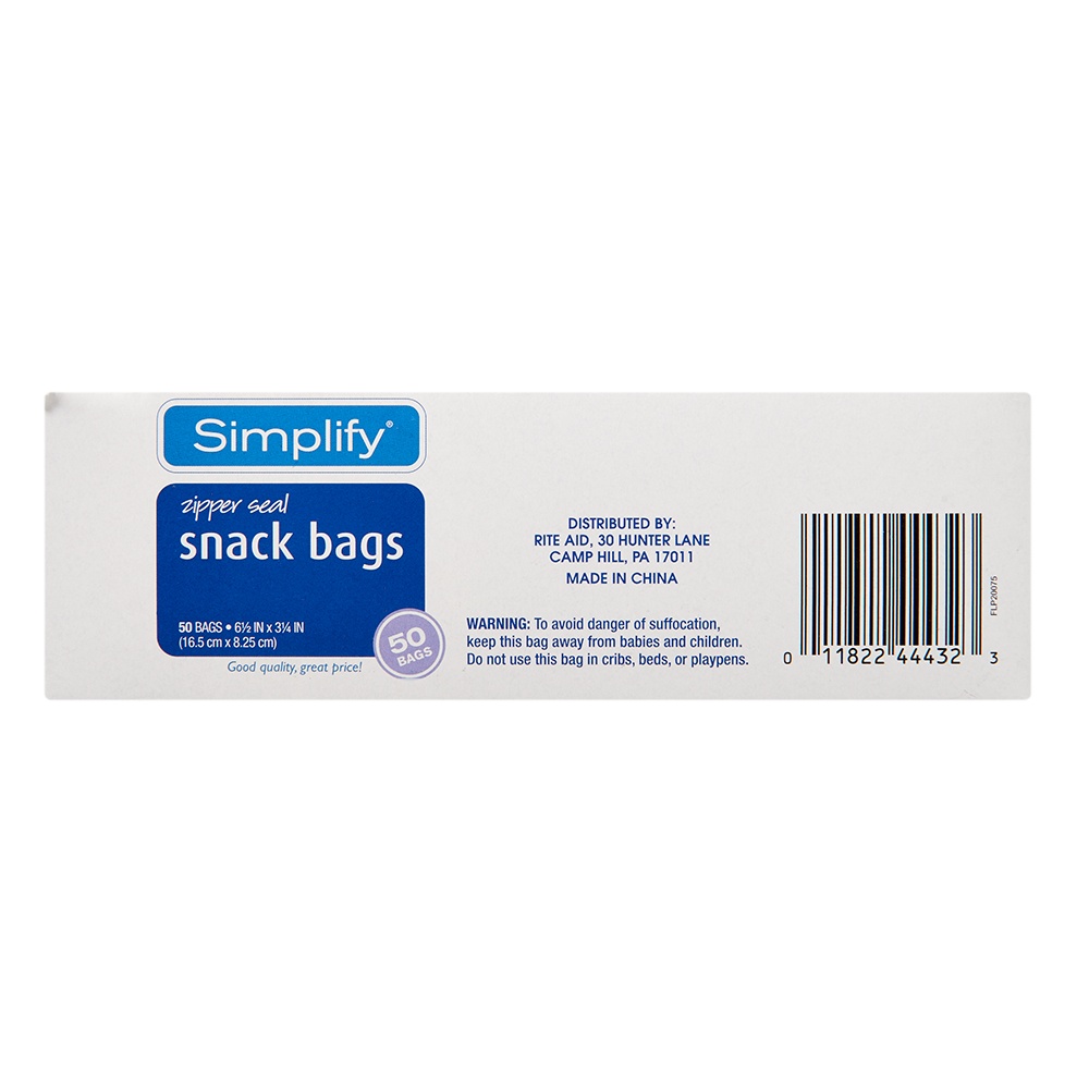 slide 2 of 2, Simplify Zipper Seal Snack Bags, 50 ct