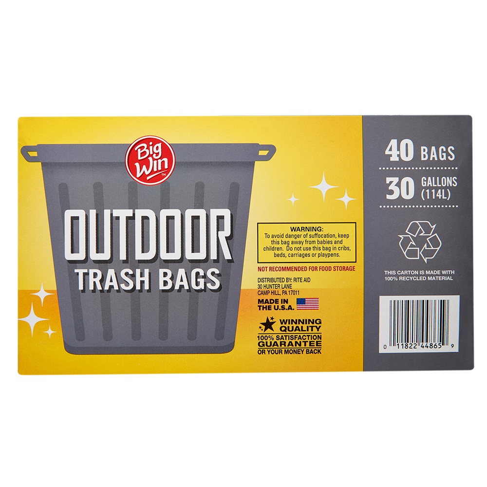 slide 2 of 2, Big Win Outdoor Trash Bags, 30 gal, 40 ct