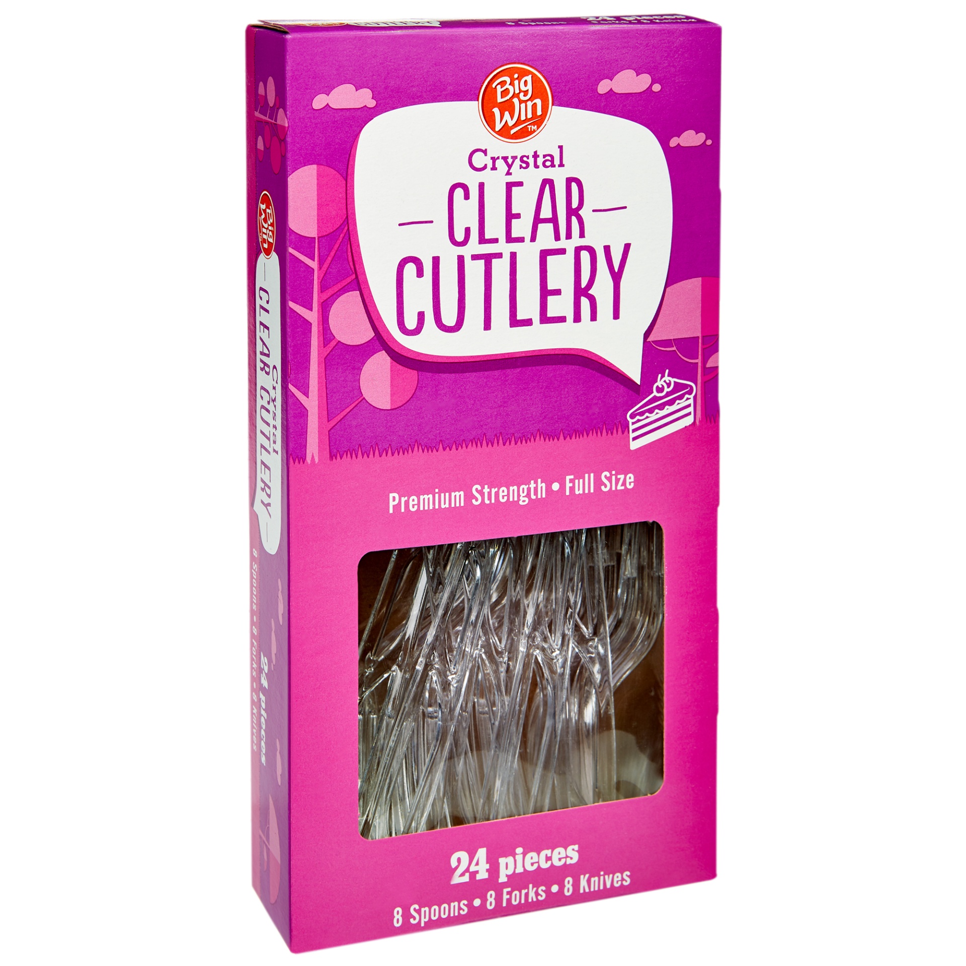 slide 3 of 3, Big Win Crystal Clear Cutlery Mix, 24 ct