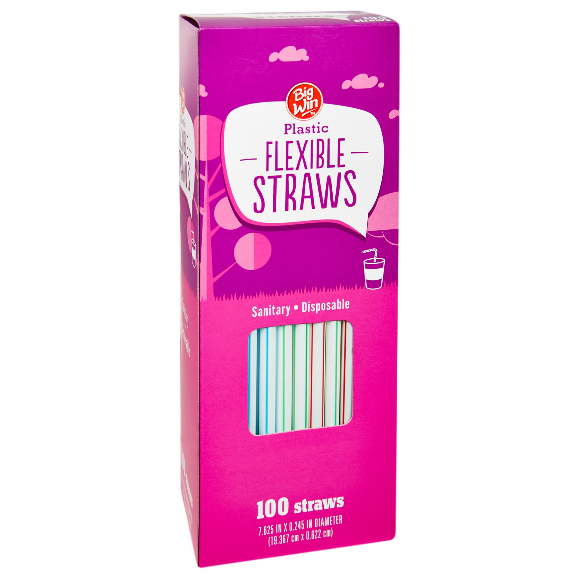 slide 2 of 2, Big Win Flexible Plastic Straws, 100 ct
