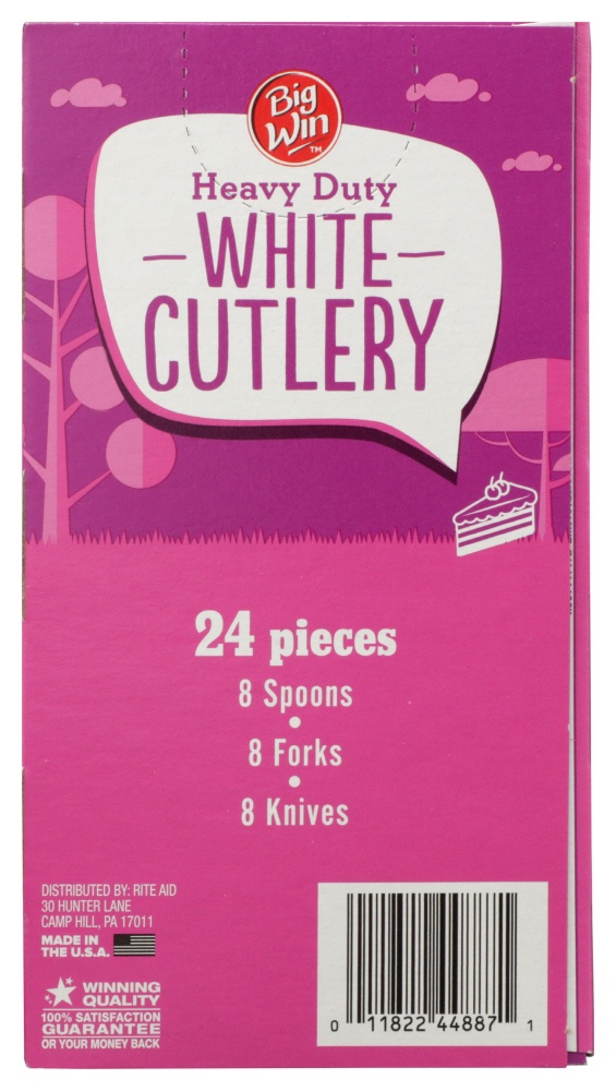 slide 2 of 3, Big Win Heavy Duty White Cutlery, 24 ct