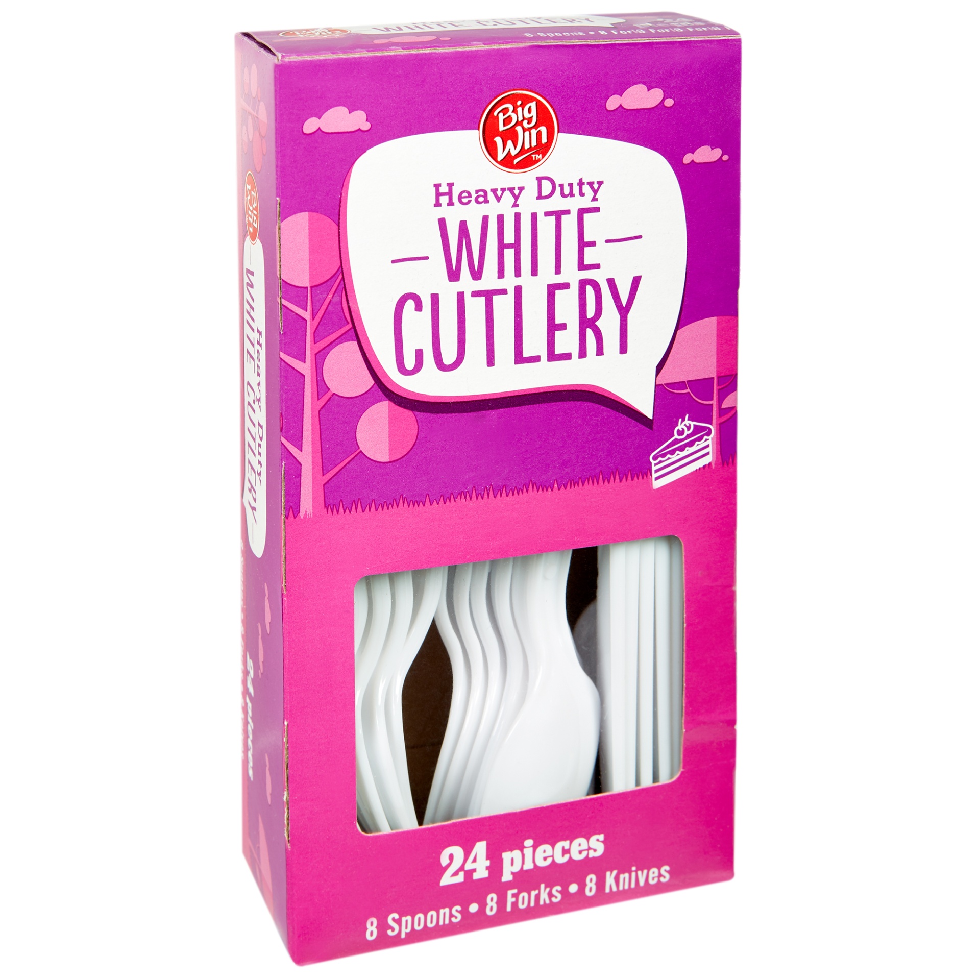 slide 3 of 3, Big Win Heavy Duty White Cutlery, 24 ct