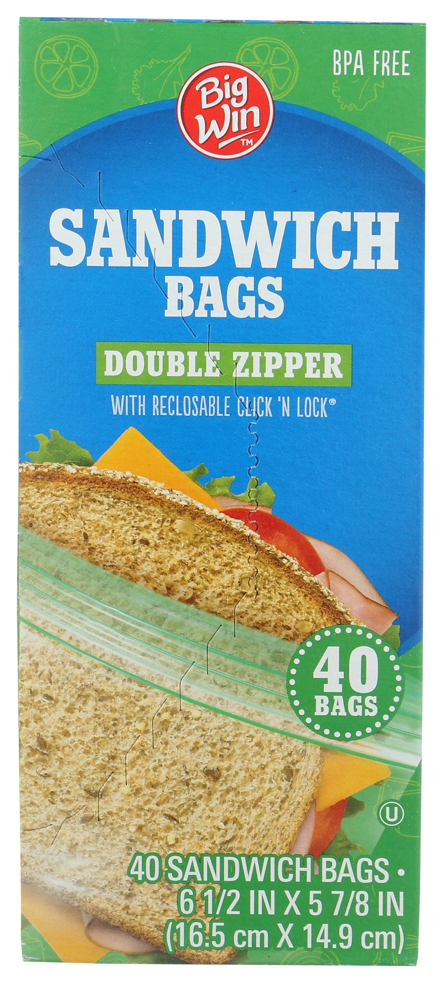 Meijer Reclosable Double Zipper Sandwich Bags, 40 ct