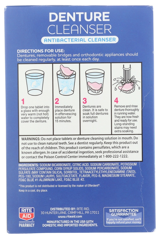 slide 2 of 3, Rite Aid Denture Care Denture Cleanser, 102 ct