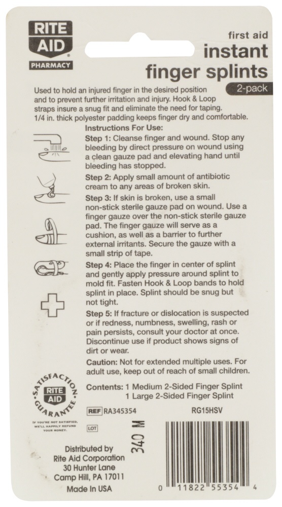 slide 2 of 3, Rite Aid Pharmacy Instant Finger Splints, 2 ct