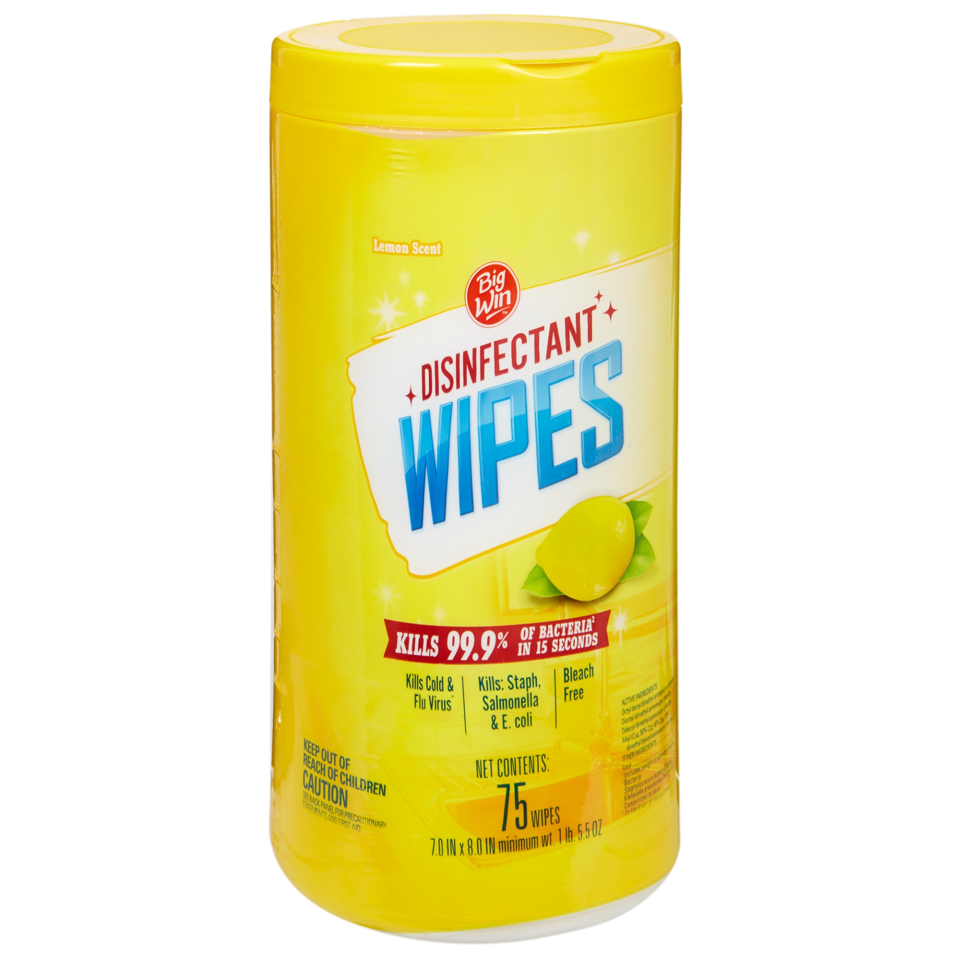 slide 3 of 3, Big Win Disinfectant Wipes, Lemon, 75 ct