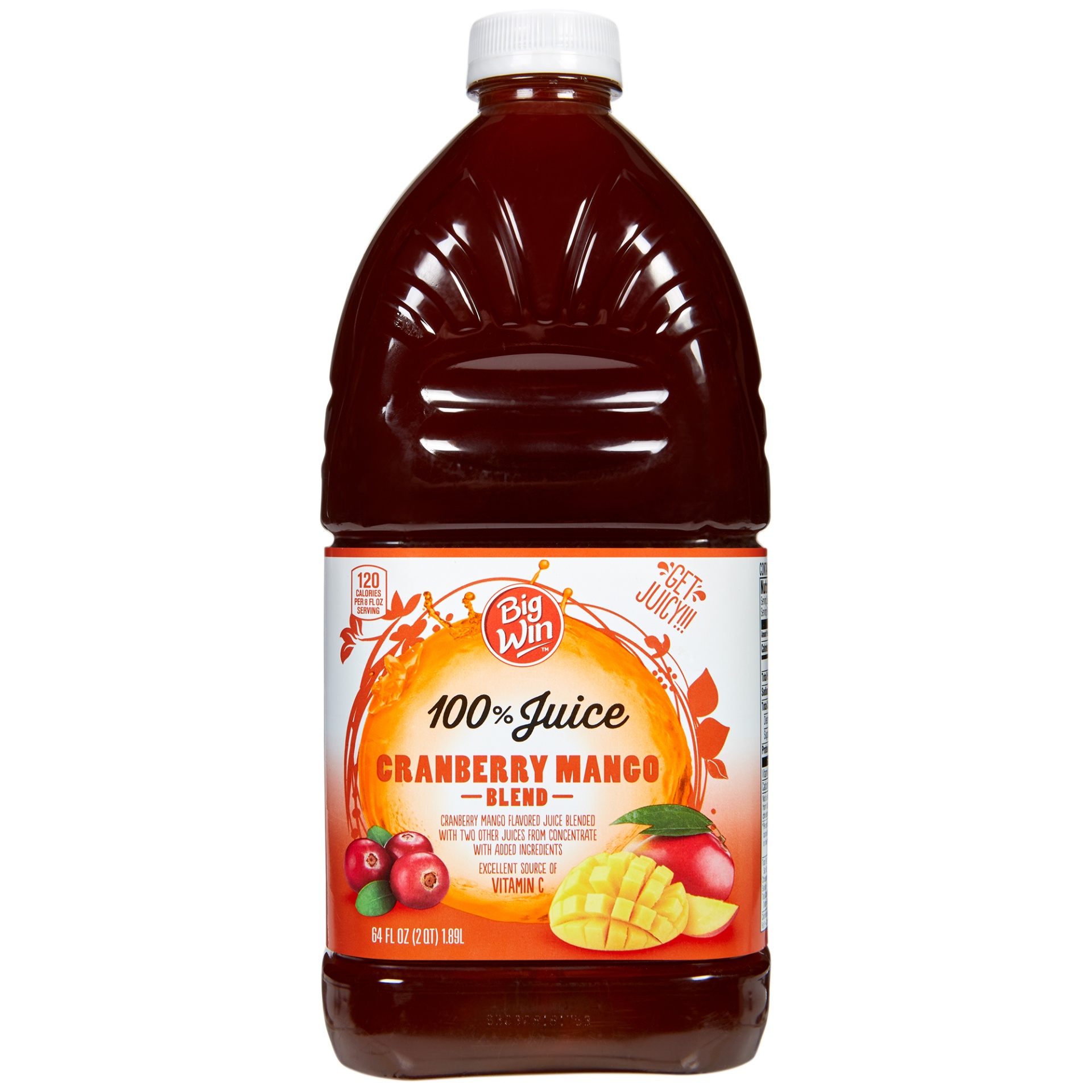 slide 1 of 1, Big Win Cranberry Mango Juice Blend, 100% Juice, 64 fl oz