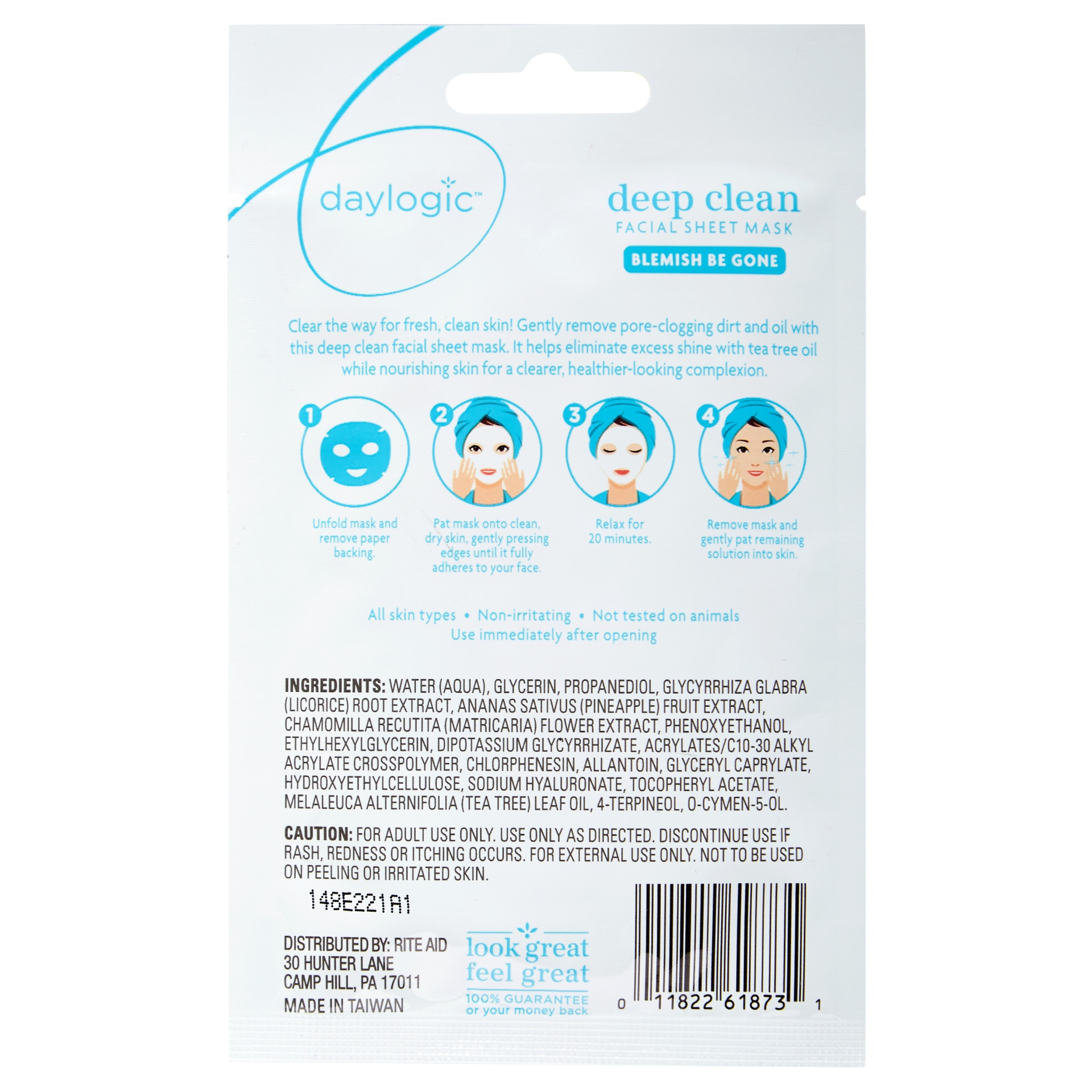 slide 2 of 2, Daylogic Deep Clean Facial Sheet Mask, Blemish Be Gone, 0.88 oz