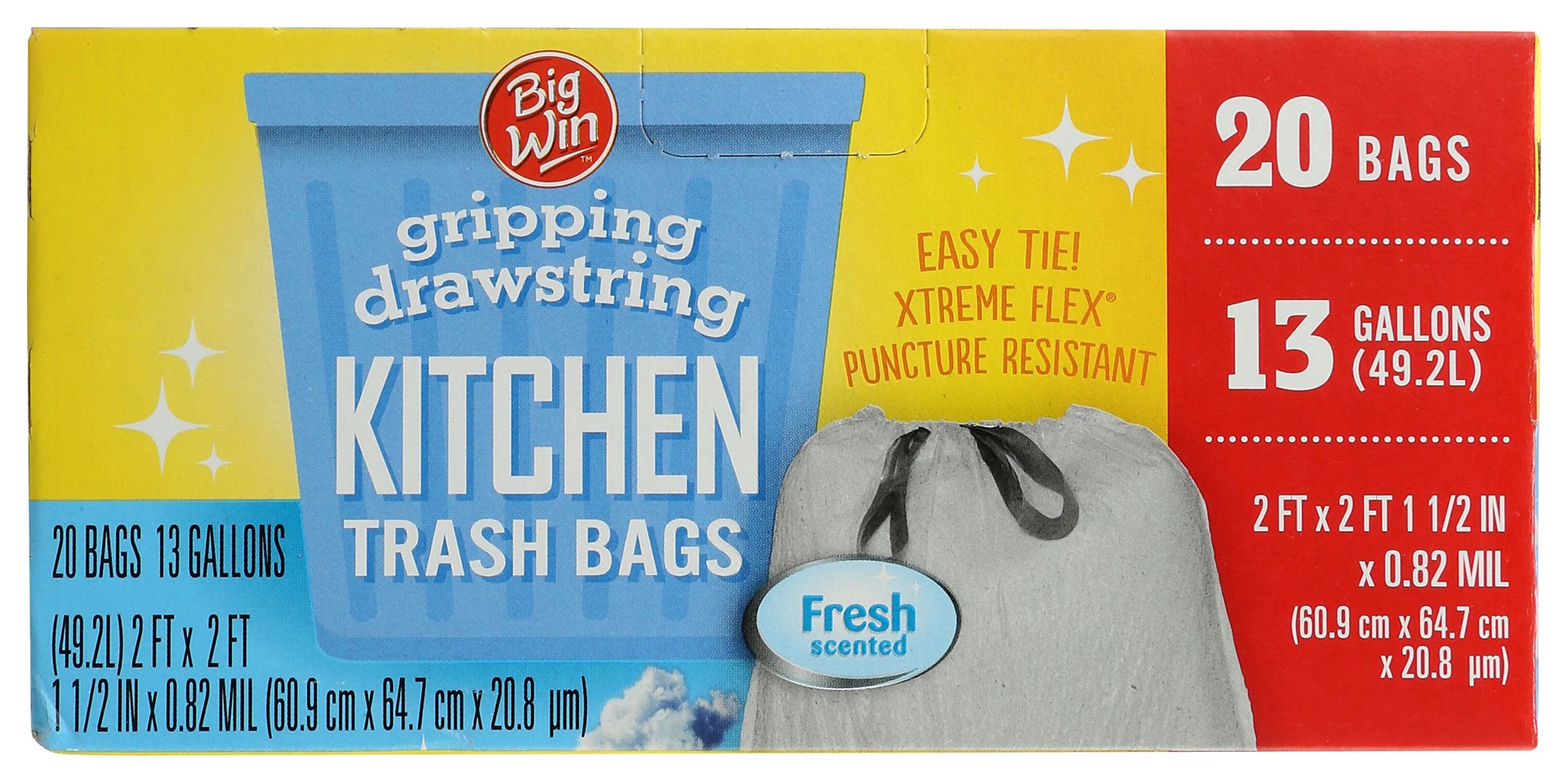 Big Win 13 Gallon Fresh Scented Drawstring Kitchen Trash Bags (26 ct)