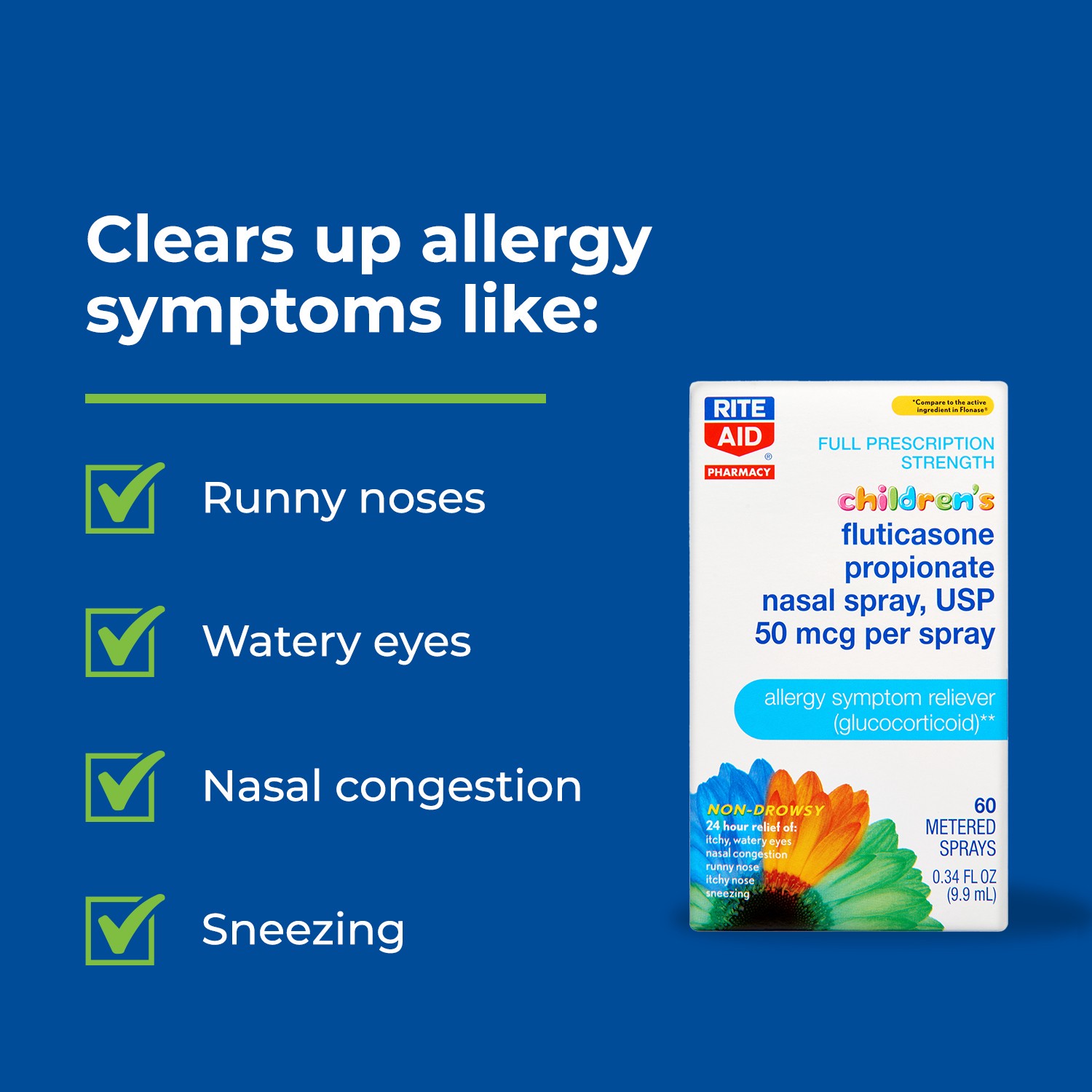 slide 2 of 5, Rite Aid Children's Fluticasone Propionate Nasal Spray, USP 50mcg, 60 Metered Sprays, 0.34 fl oz