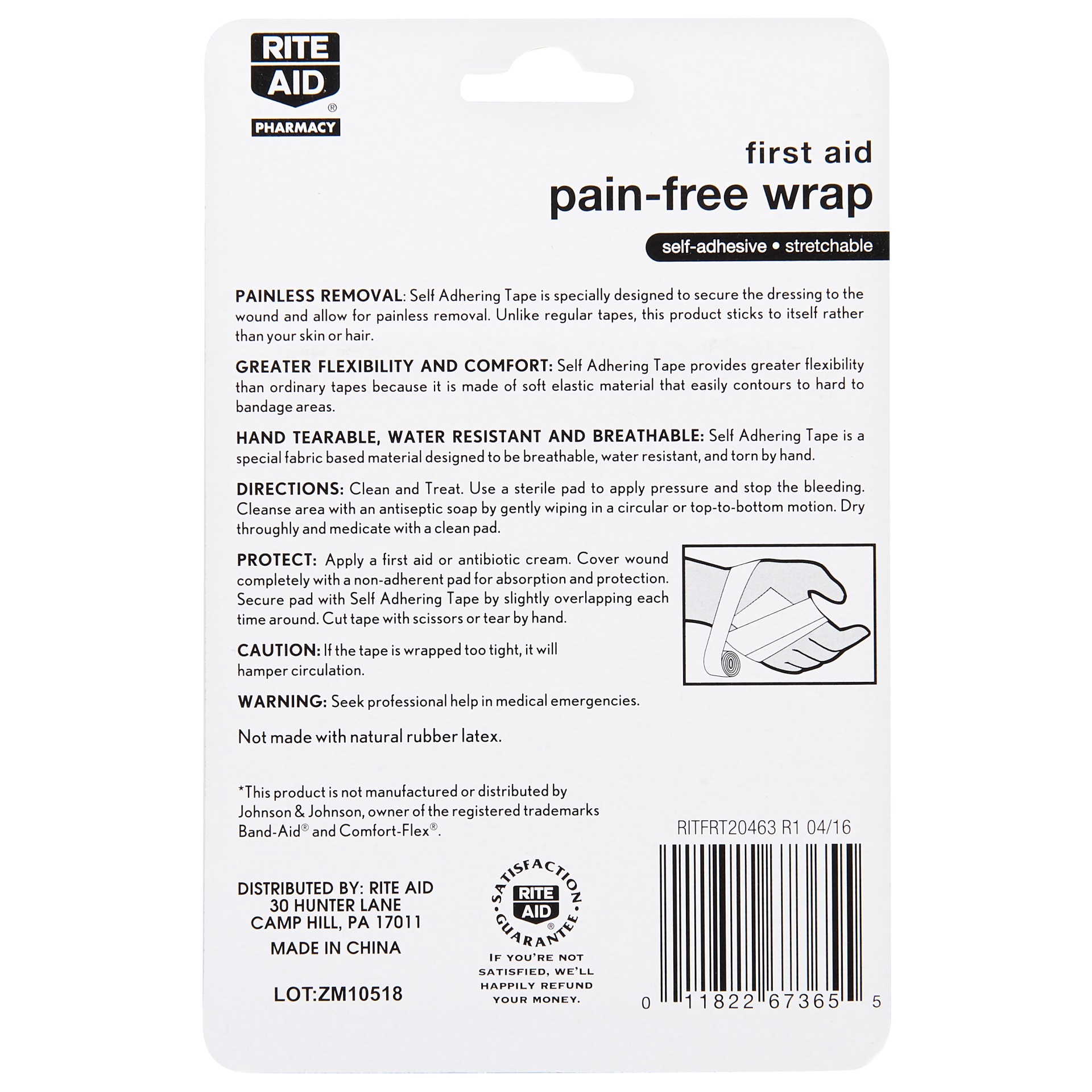 slide 2 of 2, Rite Aid First Aid Pain-Free Wrap, 3 in x 2.3 yd