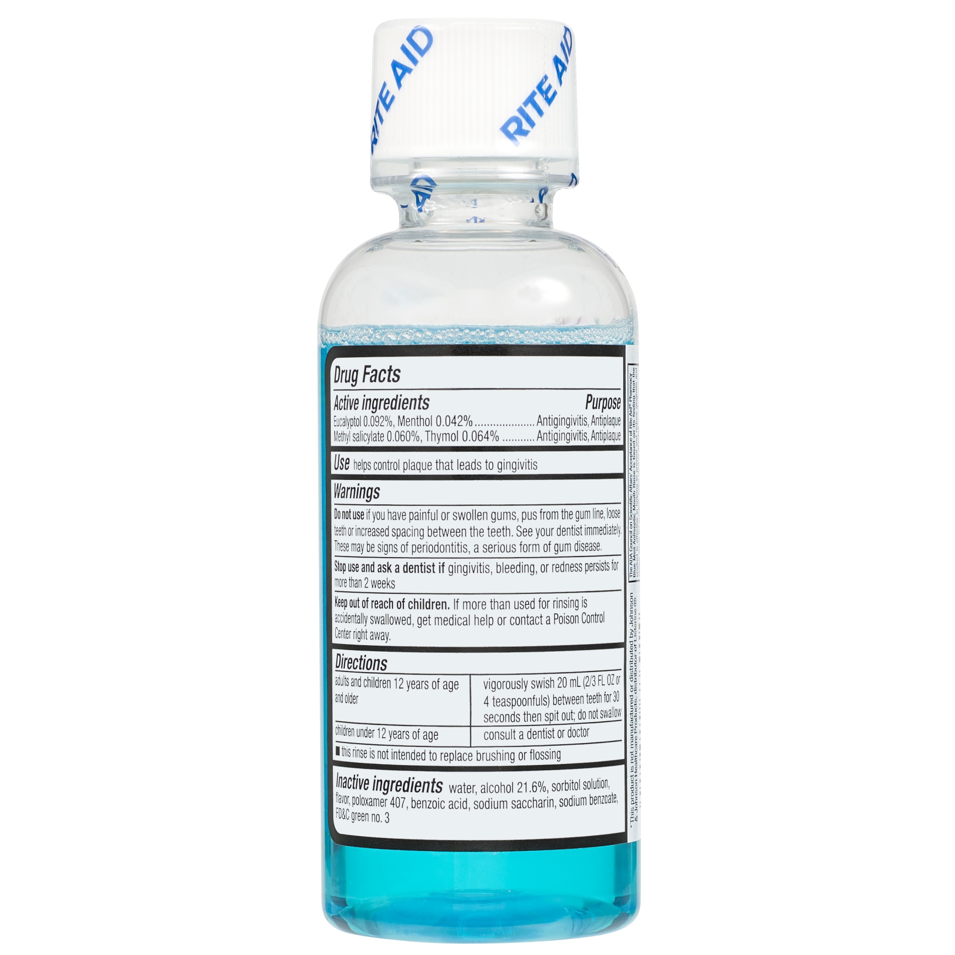 slide 2 of 2, Rite Aid Oral Care Antiseptic Mouth Rinse, Blue Mint Flavor, 3.2 fl oz