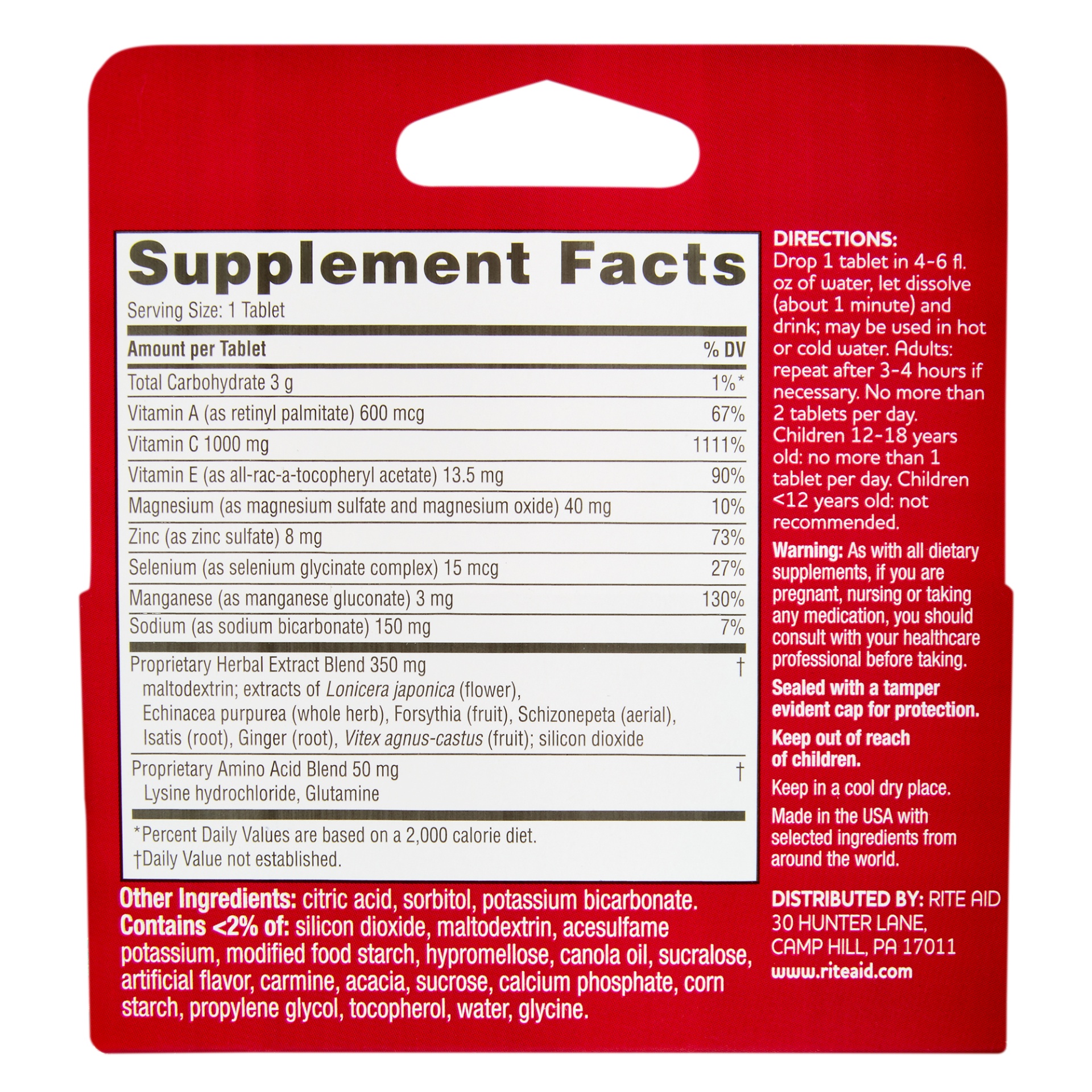 slide 2 of 4, Rite Aid Immune Support Effervescent Tablets, Berry, 10 ct