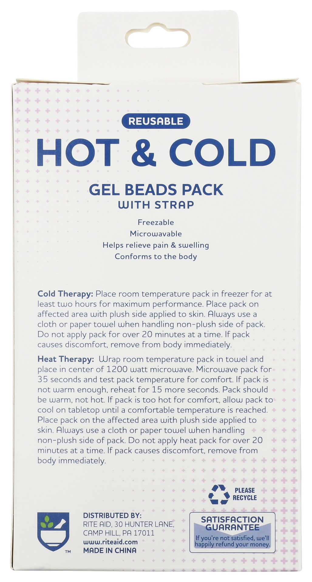 slide 2 of 2, Rite Aid Hot and Cold Reusable Gel Bead Pack with Straps, 1 ct