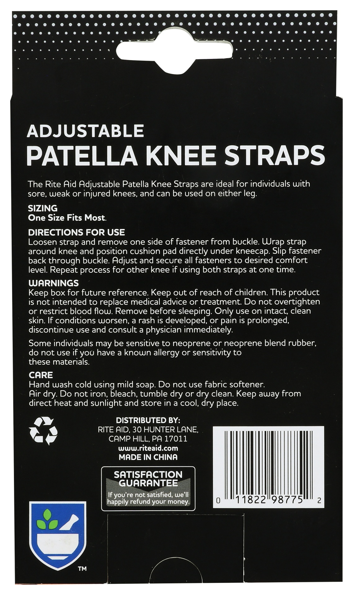 slide 2 of 2, Rite Aid Adjustable Knee Straps, One Size, 2 ct