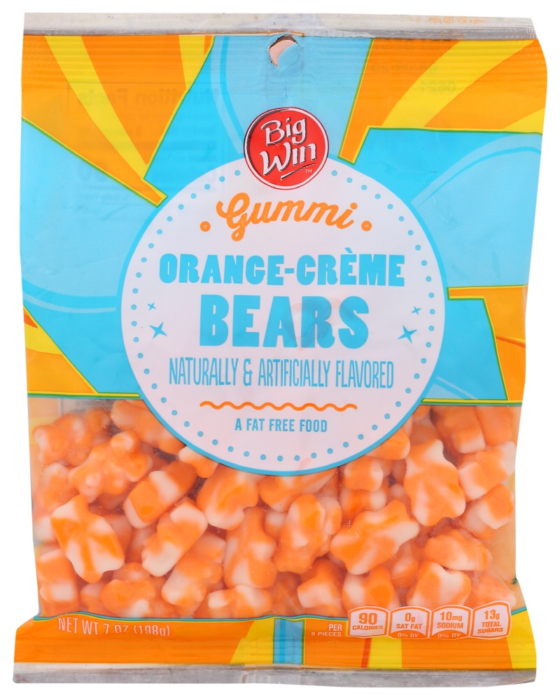 slide 1 of 1, Big Win Orance Crème Gummi Bears, 6 oz