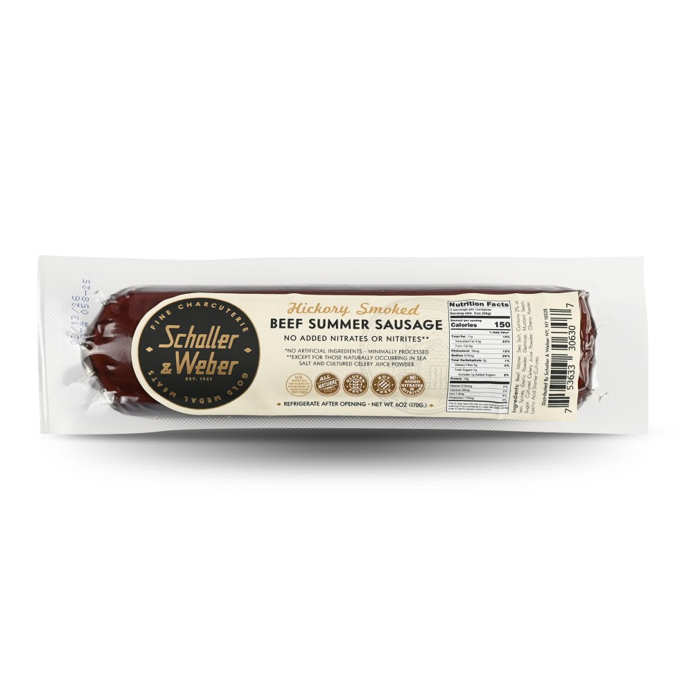 slide 1 of 1, Schaller & Weber Hickory Smoked Beef Summer Sausage, 6 oz, 6 oz