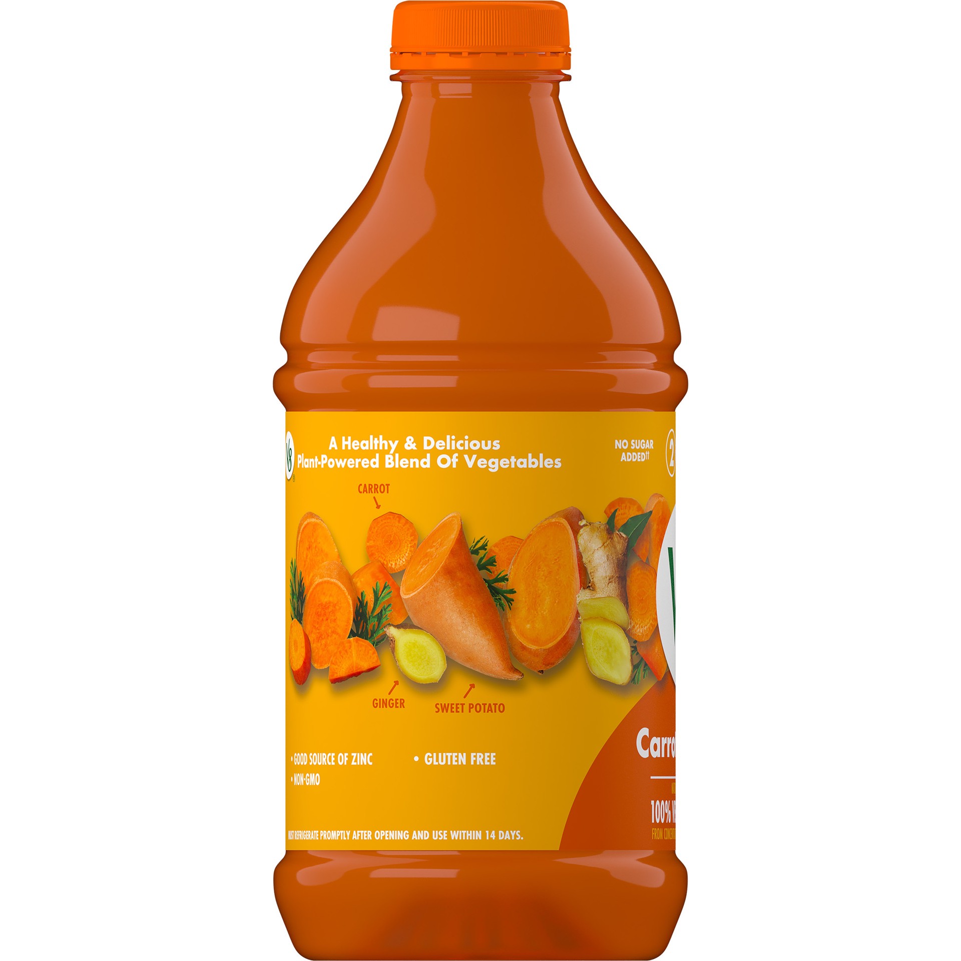 slide 4 of 5, V8 Juice, Carrot Ginger, Plant-Based Drink Bottle, 46 oz