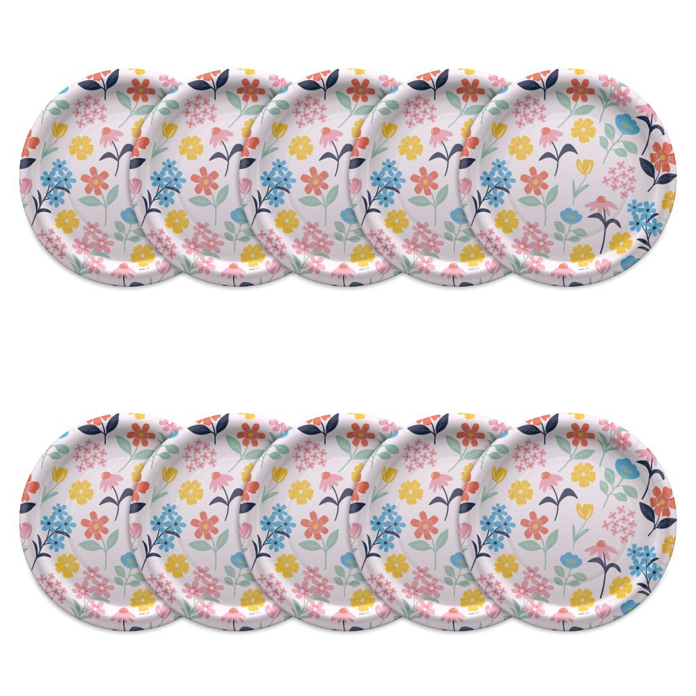 slide 3 of 3, American Greeting Paper Plates- Multi-Colored Flowers, 10 ct